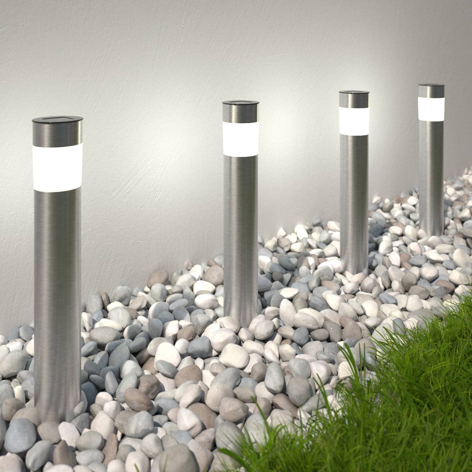 Aurinkokäyttöinen LED-pollarivalaisin Reija, 4 kpl