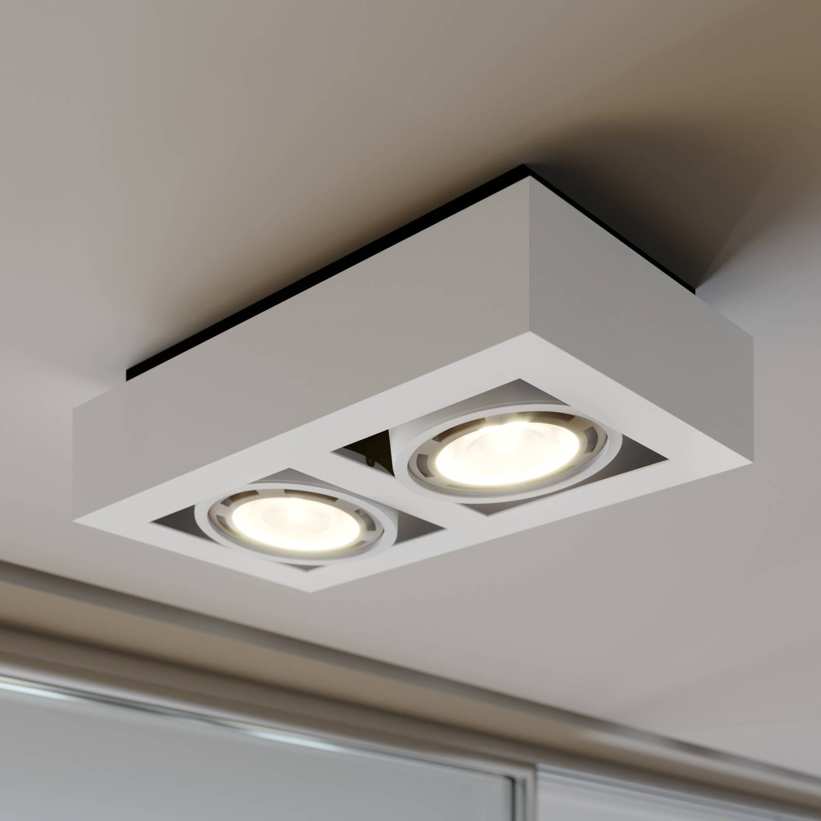 LED-kattospotti Ronka, GU10, 2-lamppuinen, valk.