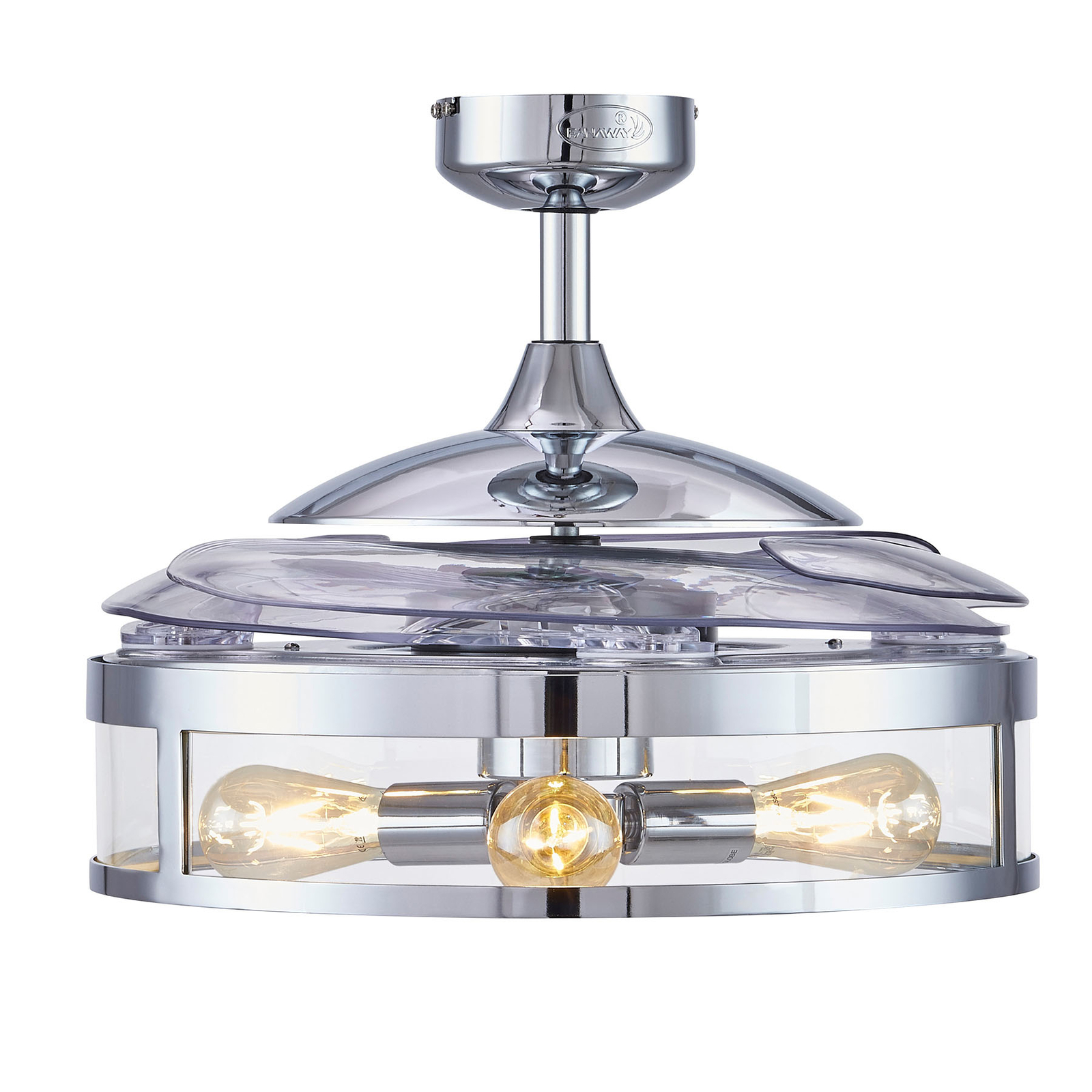 Kattotuuletin Fanaway Classic valolla, kromi