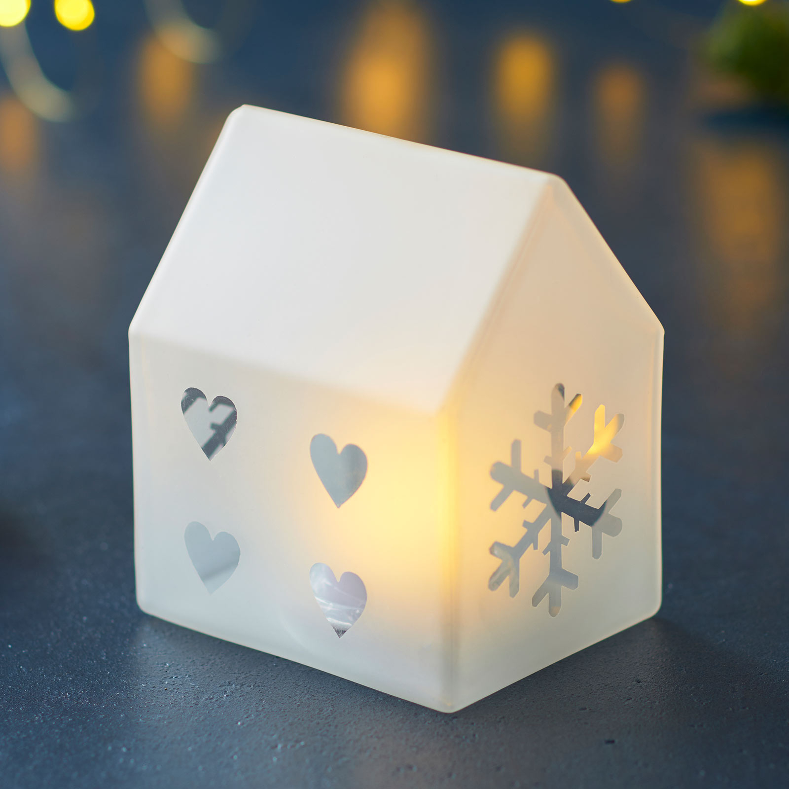 LED-koristevalaisin Santa House, korkeus 10 cm
