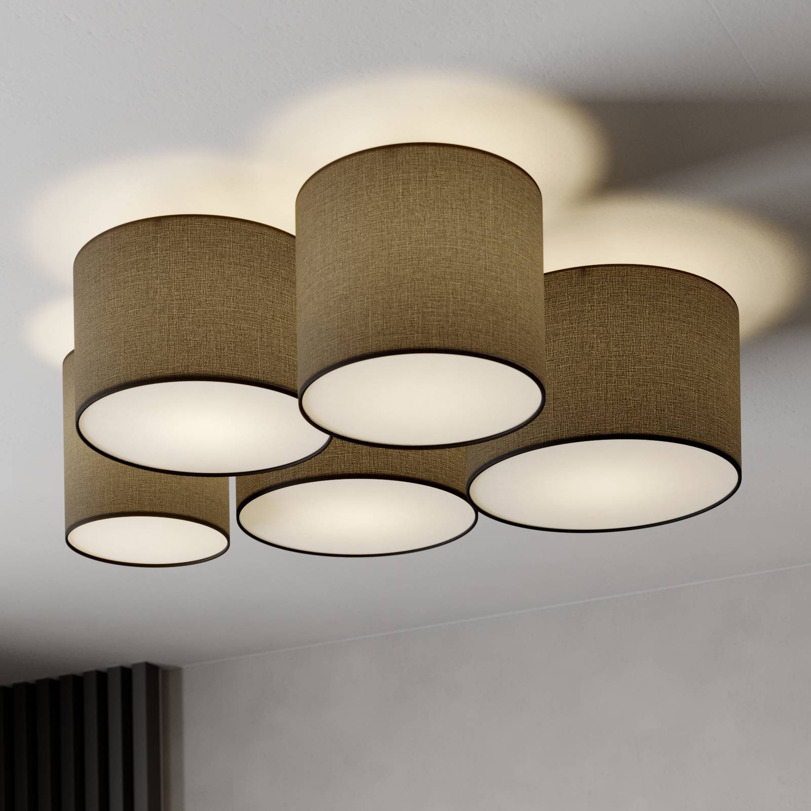 Lindby Laurenz -kattovalo, 5-lamp. 83 cm harmaa