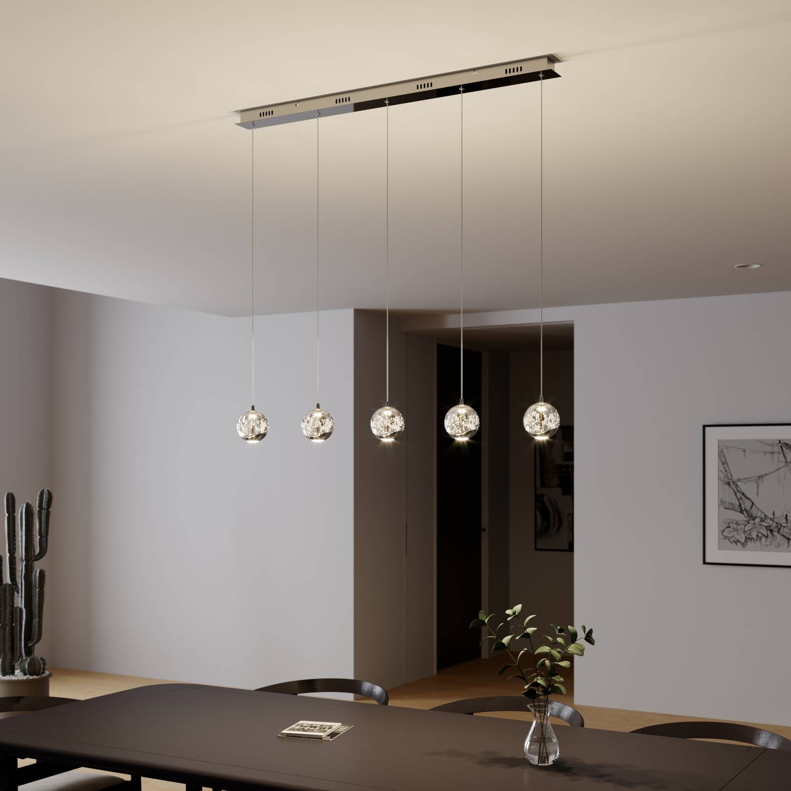 LED-riippuvalaisin Hayley 5-l. pitkänomainen kromi
