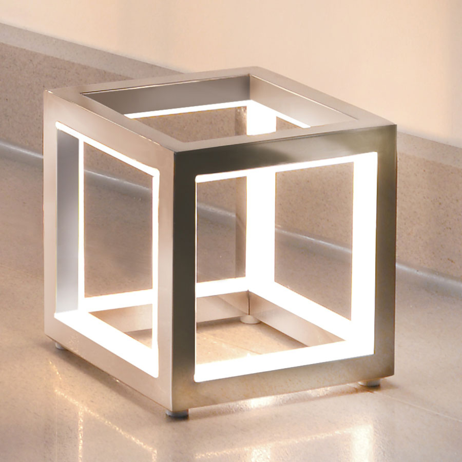 Delux - LED-pöytälamppu kuutiomuodossa alu 12cm