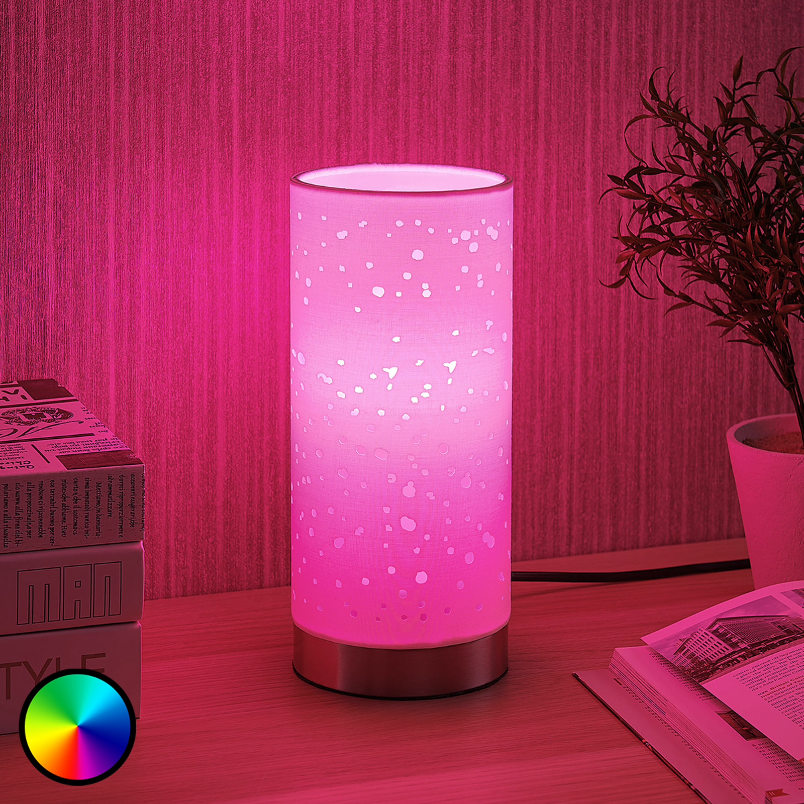 LED-RGB-pöytävalaisin Alwine, pistekuvio