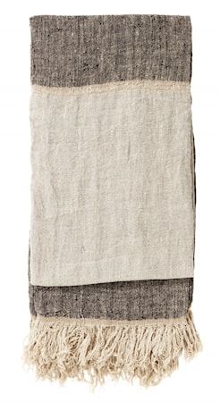 Päiväpeitto Linen Fringes - Black/natural