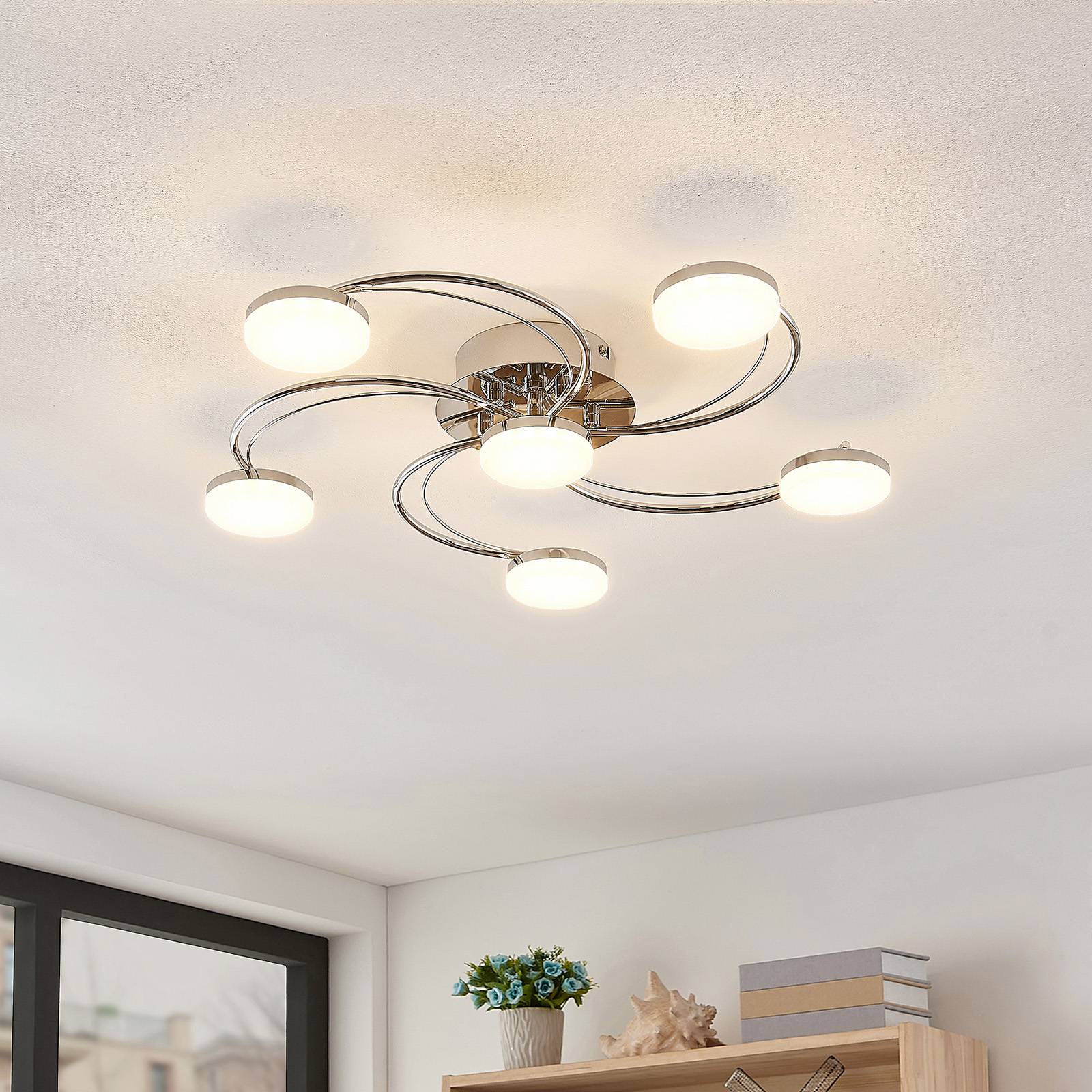 Lindby Rouven -LED-kattovalaisin, kaareva, 6-lamp.