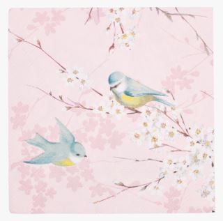 Pink birds paperiservetit puuteriroosa
