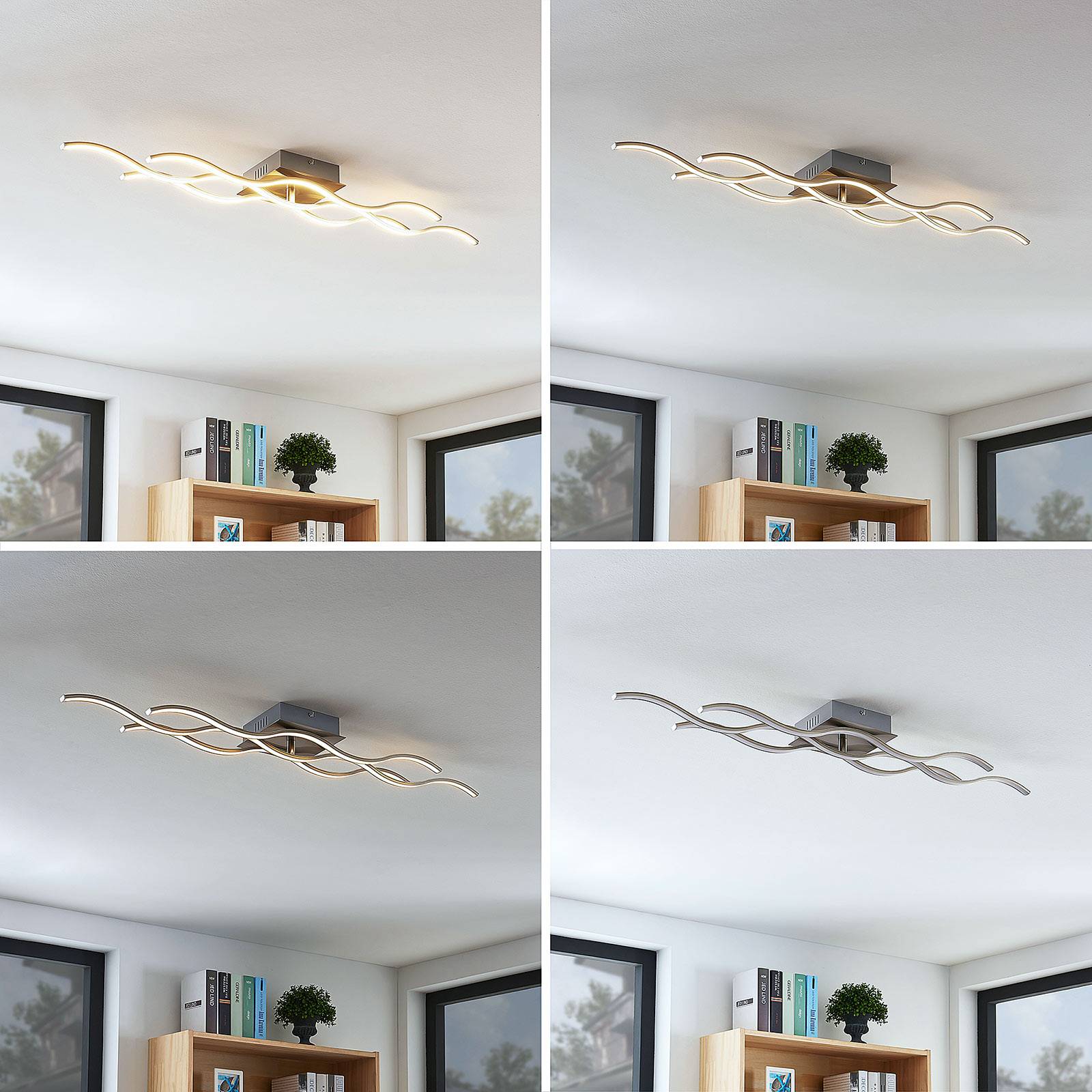 3-lamppuinen LED-kattovalaisin Safia aaltomuotoilu