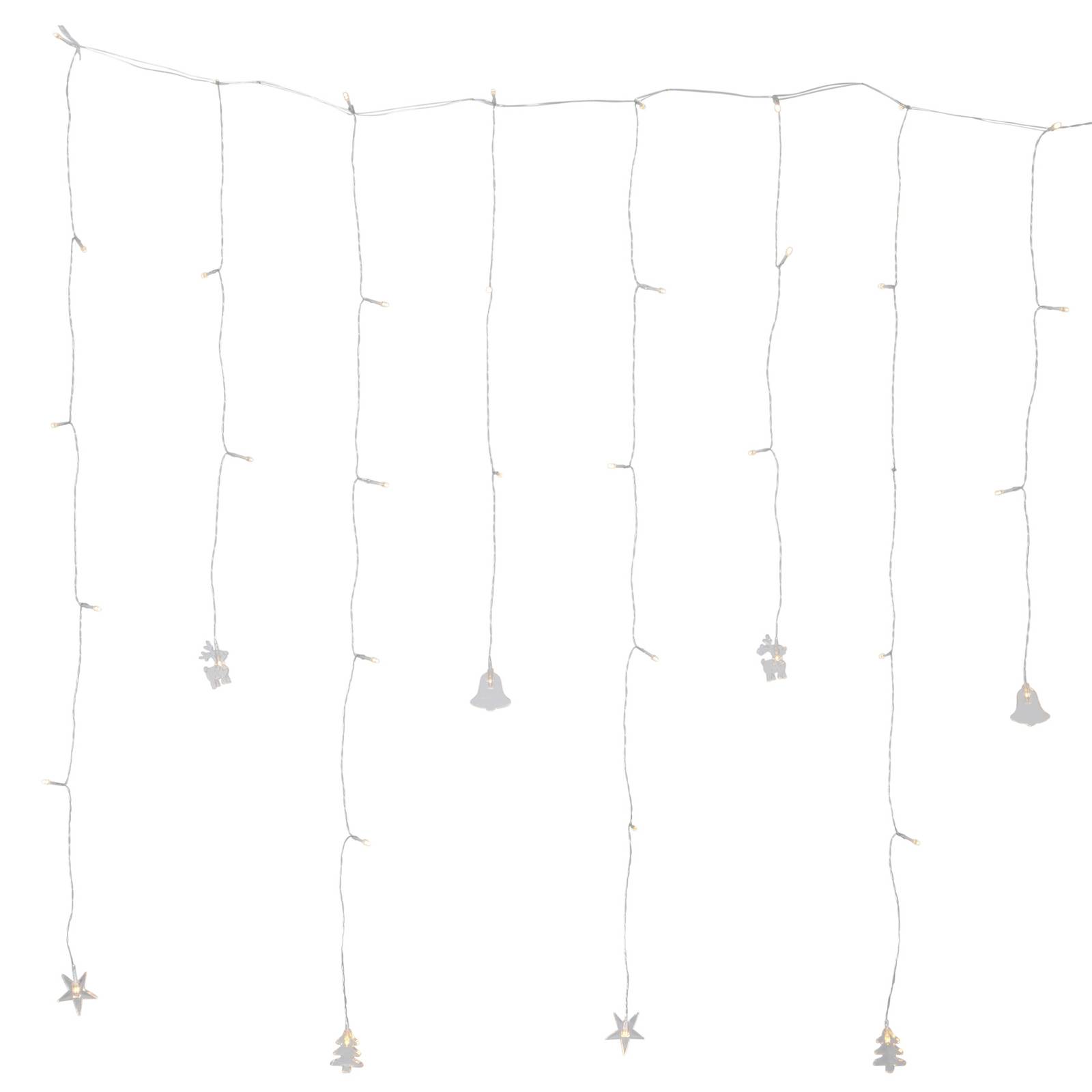 LED-valoverho Decy jouluisilla koristeilla