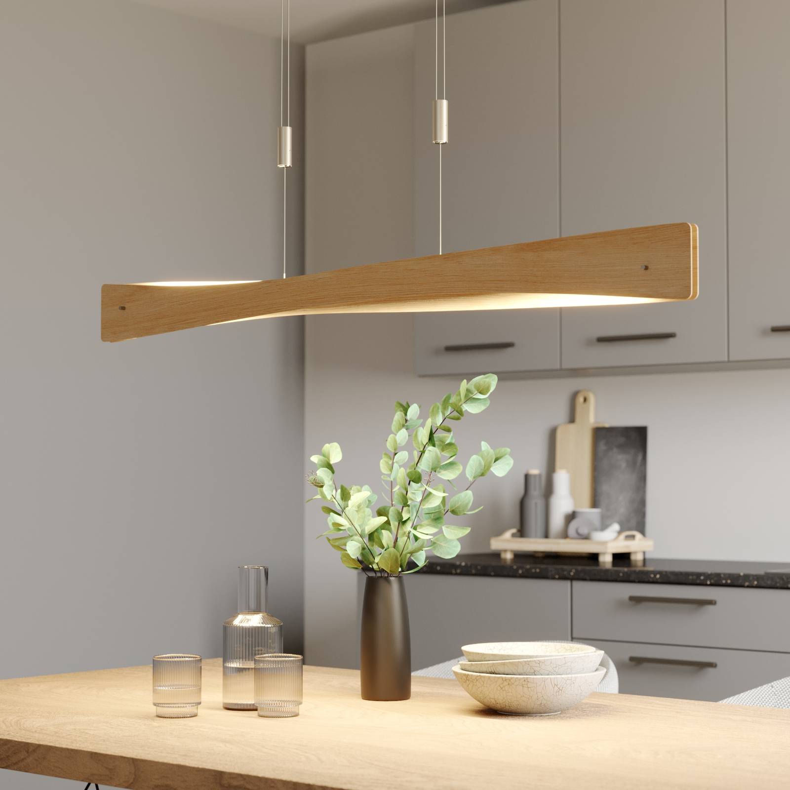 Lucande Lian LED-riippuvalaisin, tammi