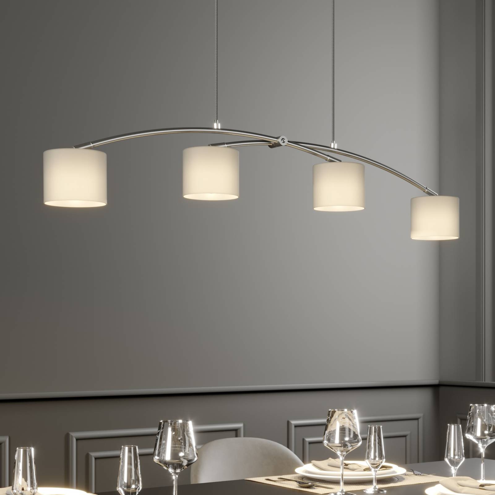 Lucande Juljana -riippuvalo, 4-lamp., lasi