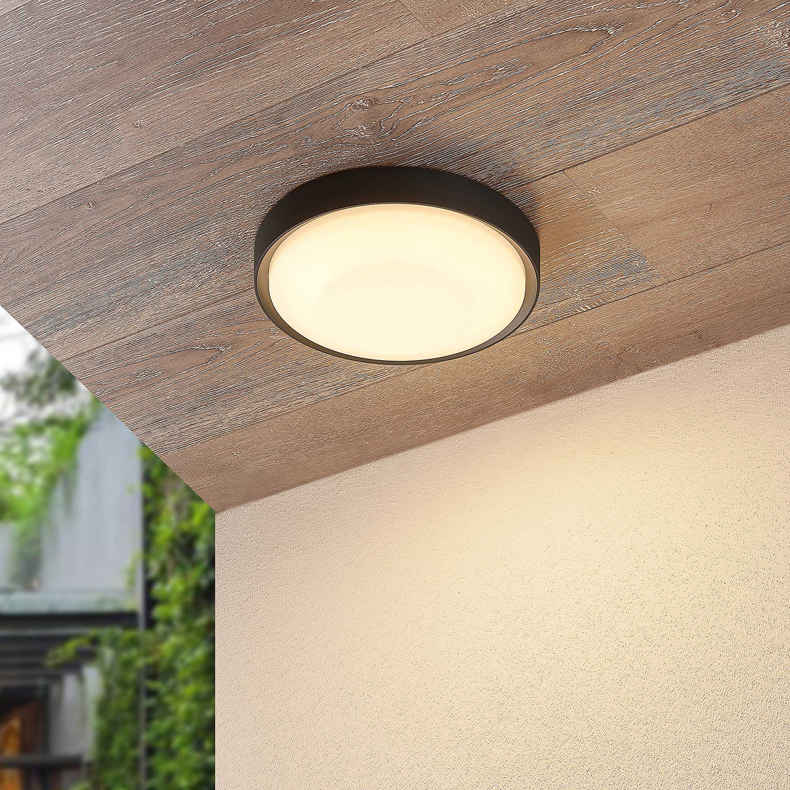 Lucande Lare -LED-ulkokattovalaisin, Ø 25 cm