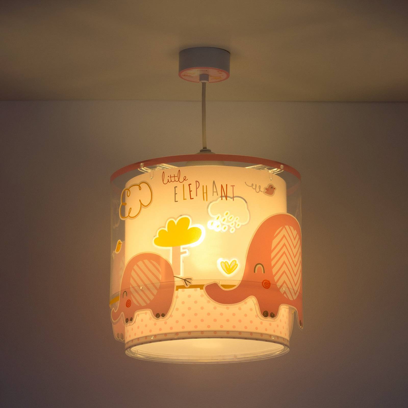 Lasten riippuvalo Little Elephant, 1 lamppu, roosa