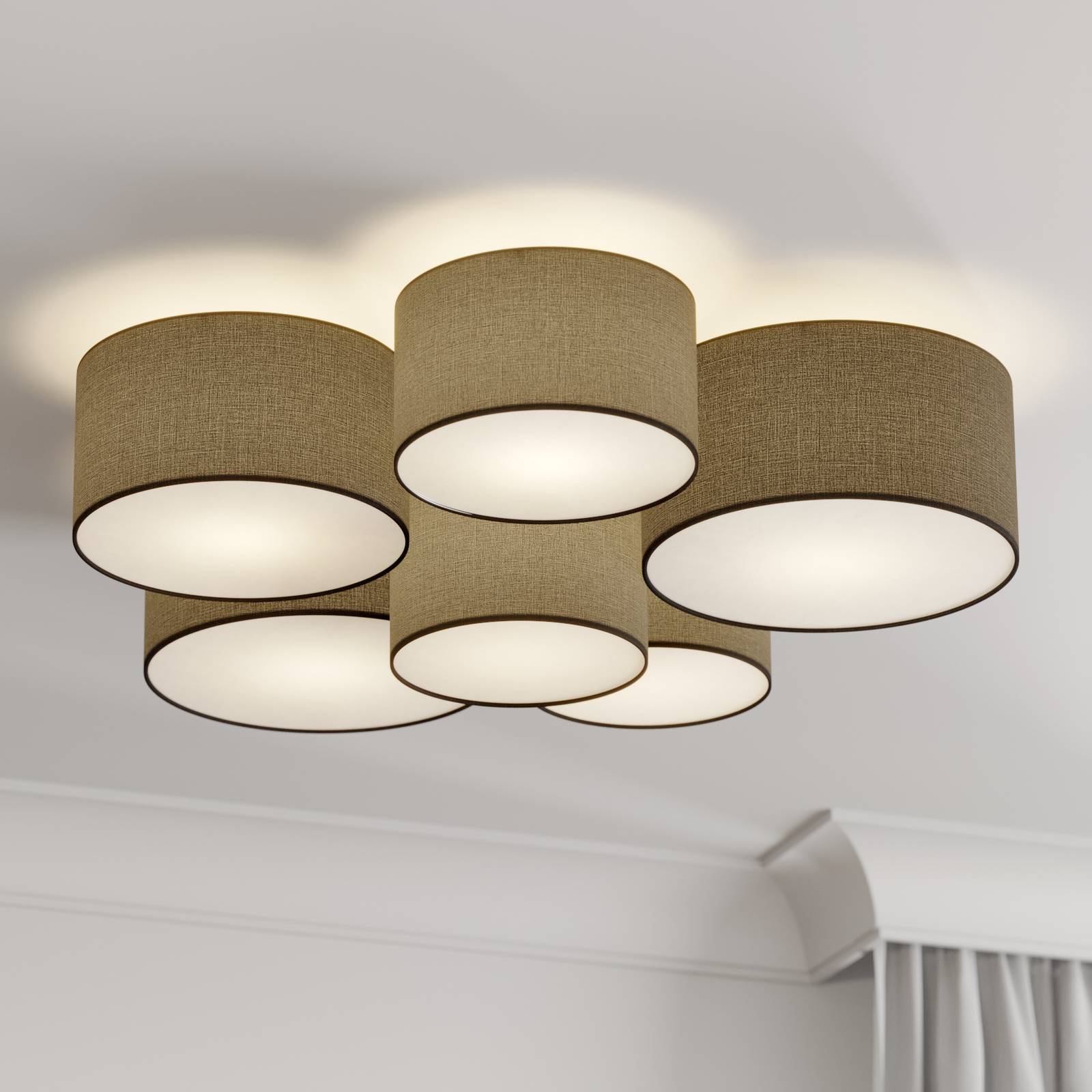 Lindby Laurenz -kattovalaisin, 6-lamp., harmaa