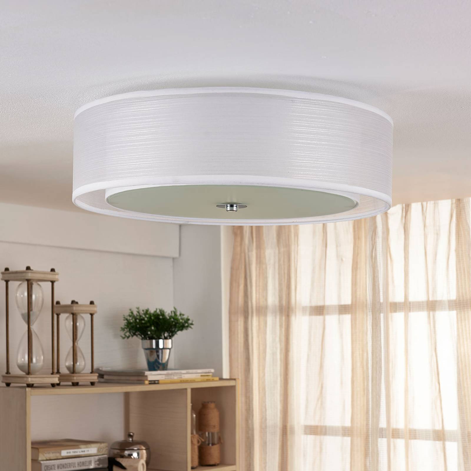 Tobia - Easydim-LED-kattovalaisin, valkea kangas