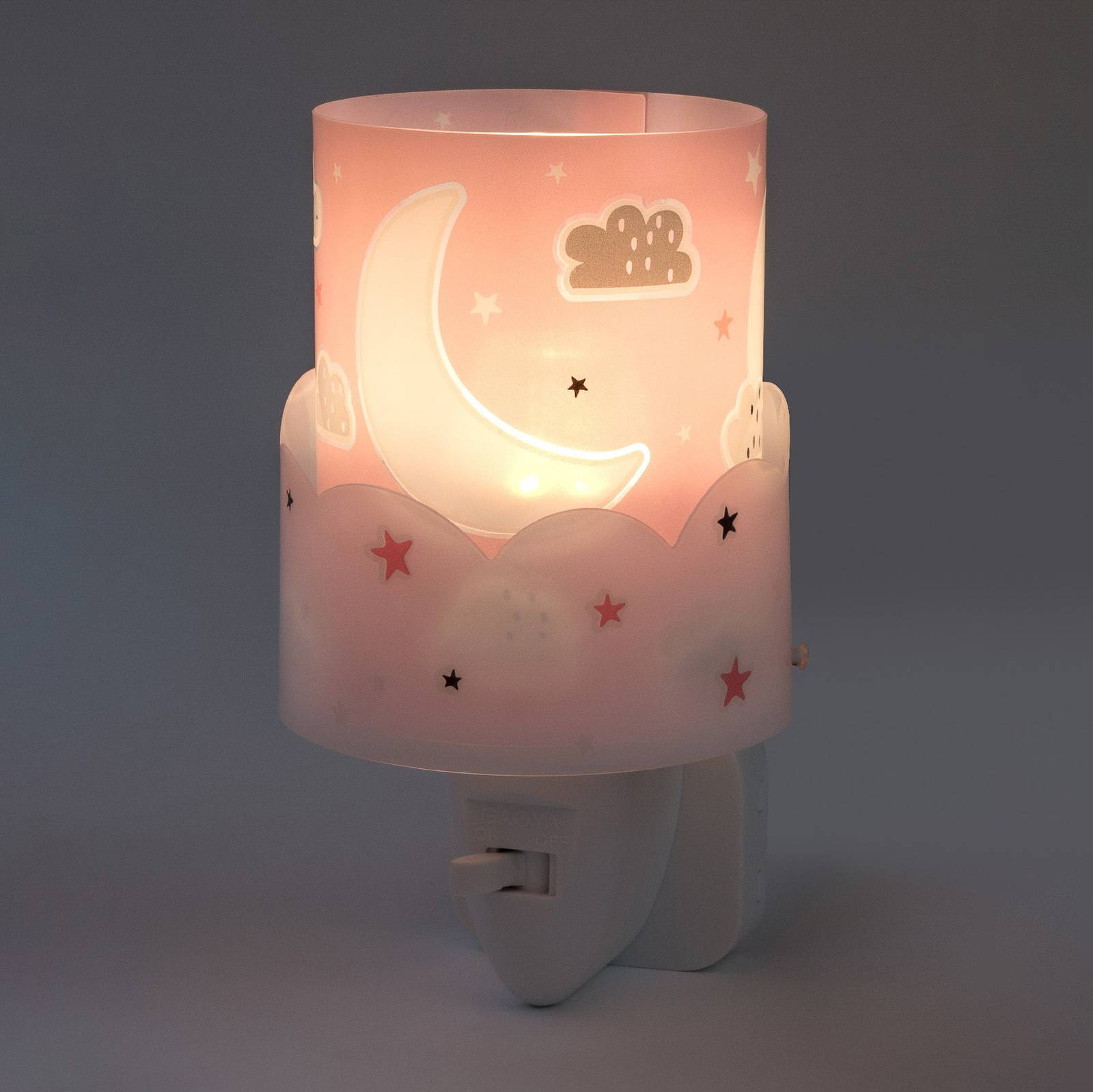 Lastenhuoneen LED-yövalo Moon, roosa