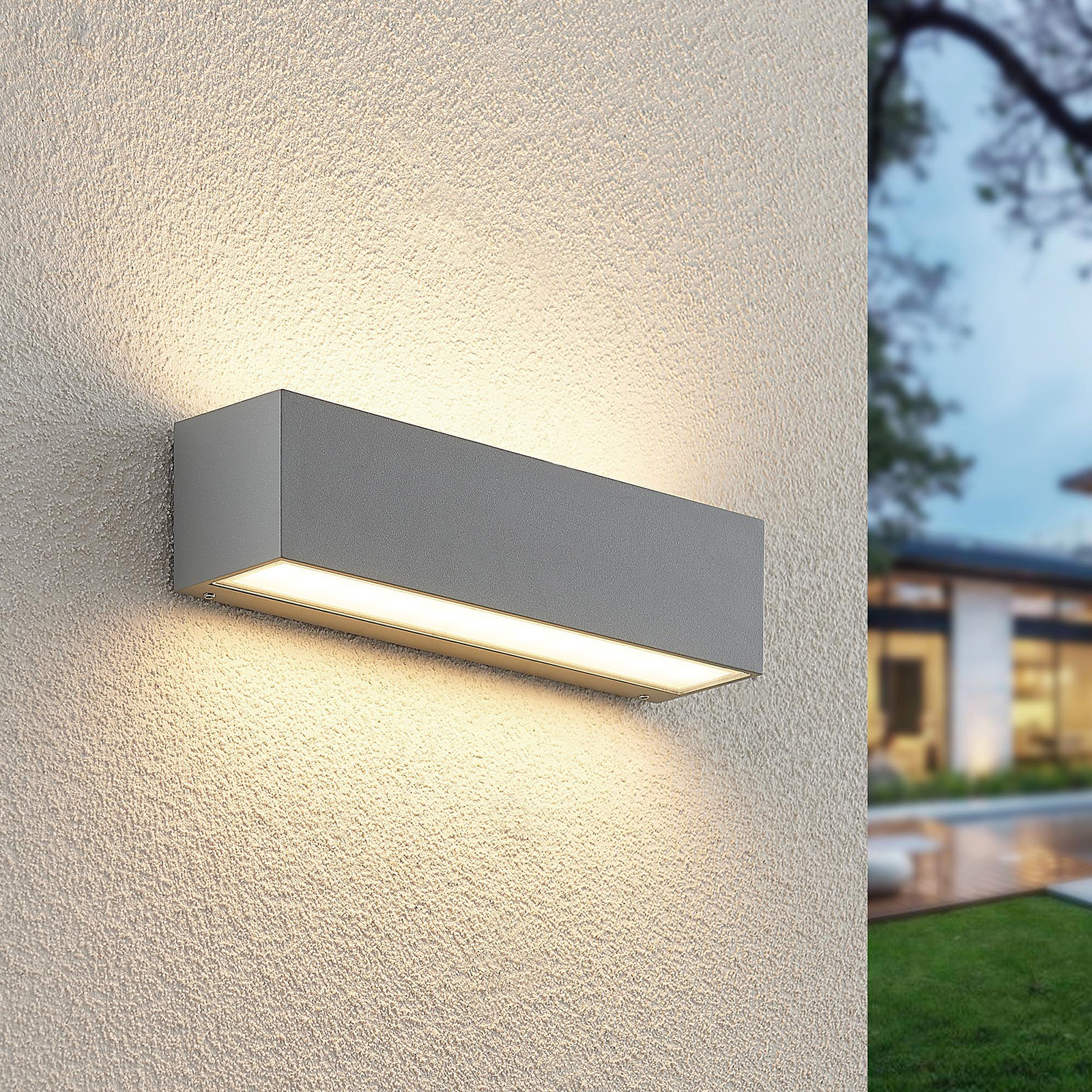 Lucande Lengo-LED-seinävalo 25cm hopea 2 lamppua
