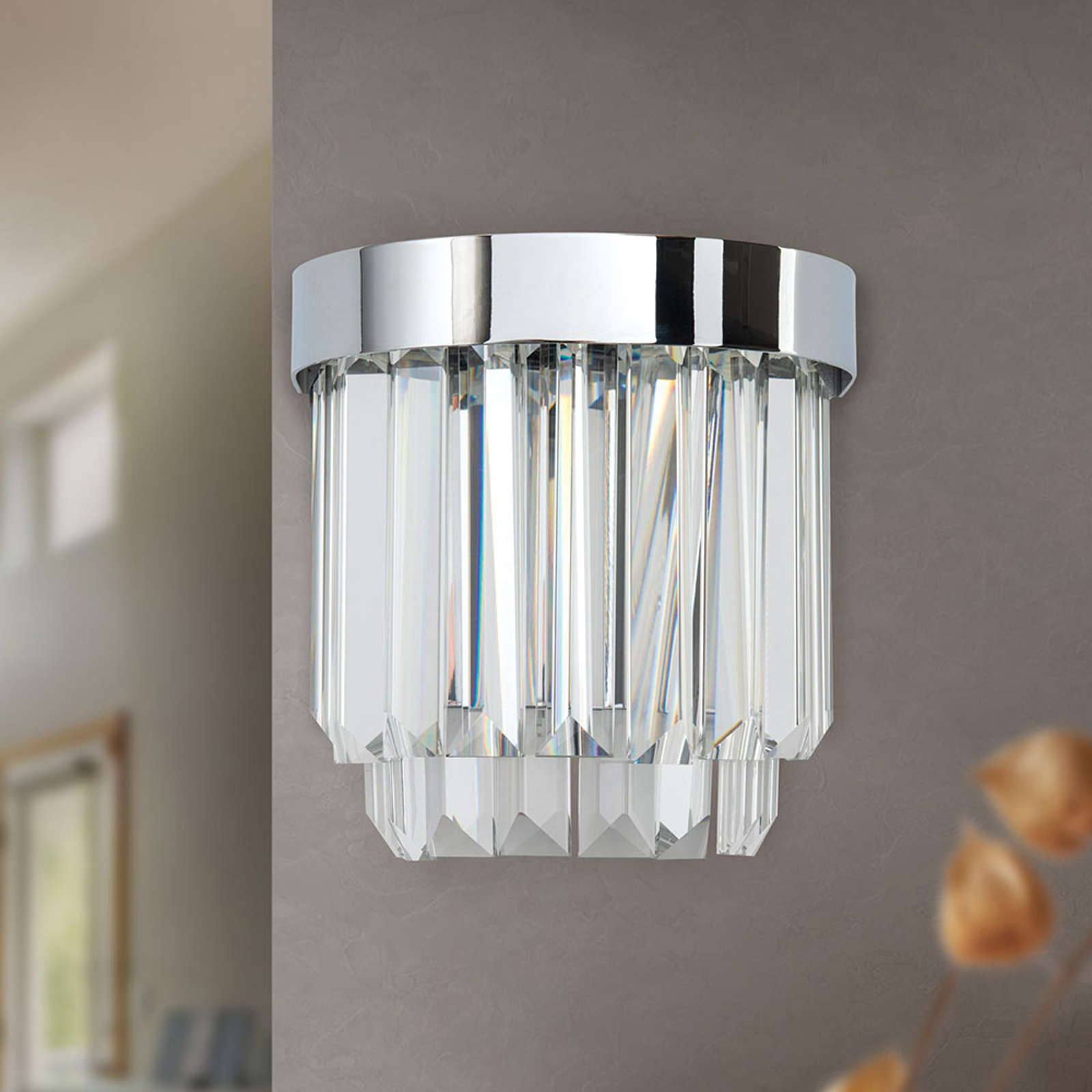 LED-seinävalaisin Prism, ylös- ja alasvalo, kromi