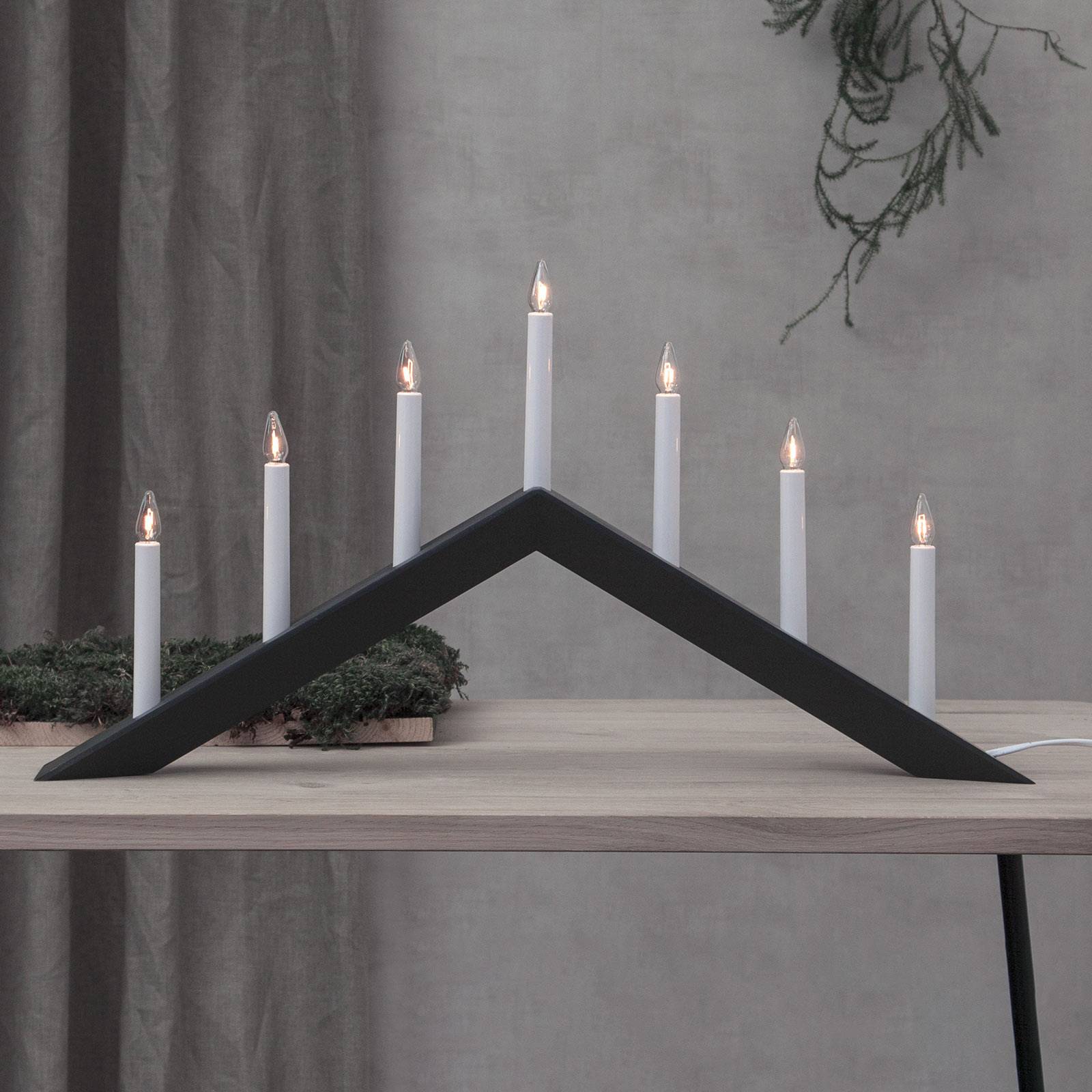 Kynttelikkö Arrow, loiva, 7-lamppuinen, musta