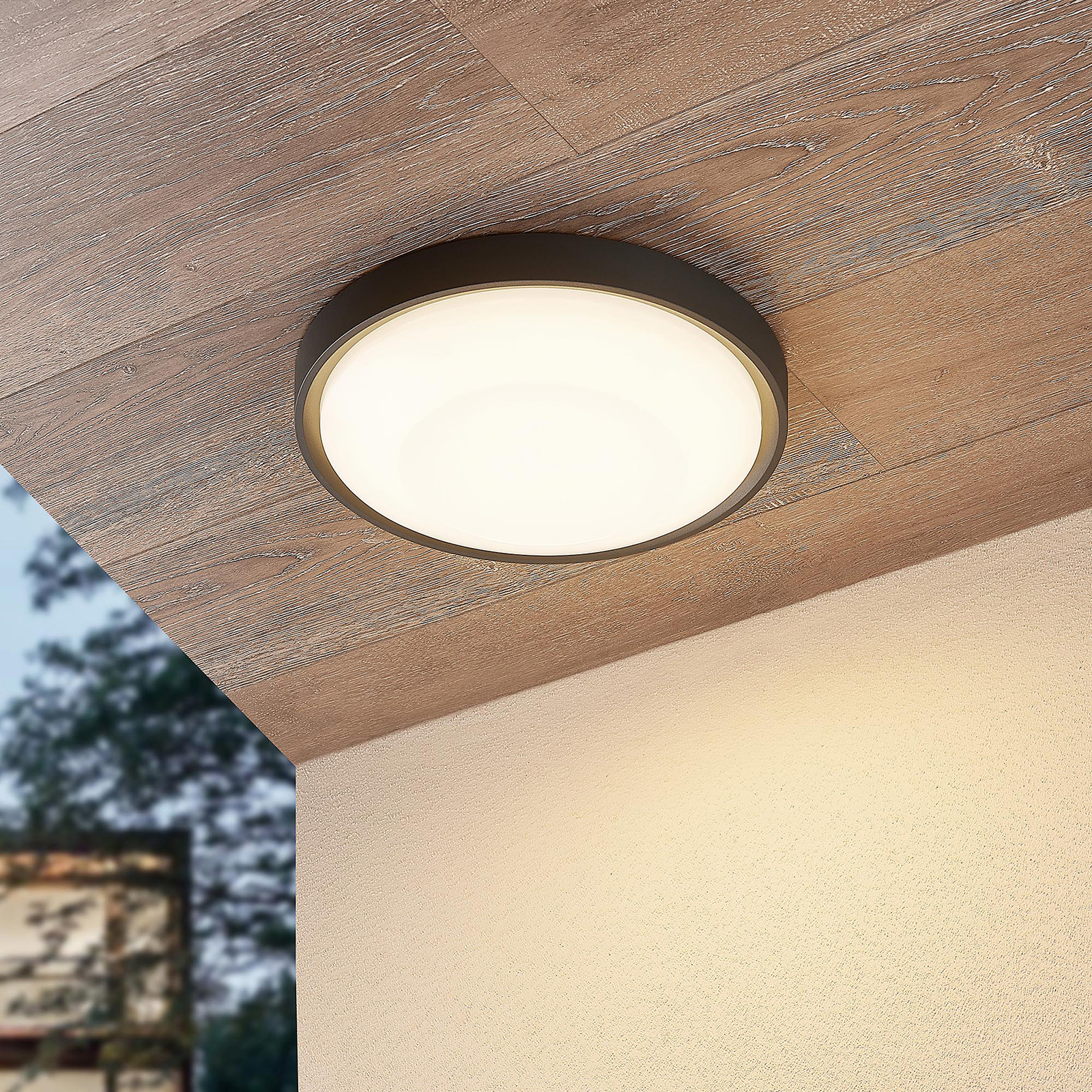 Lucande Lare -LED-ulkokattovalaisin, Ø 32 cm