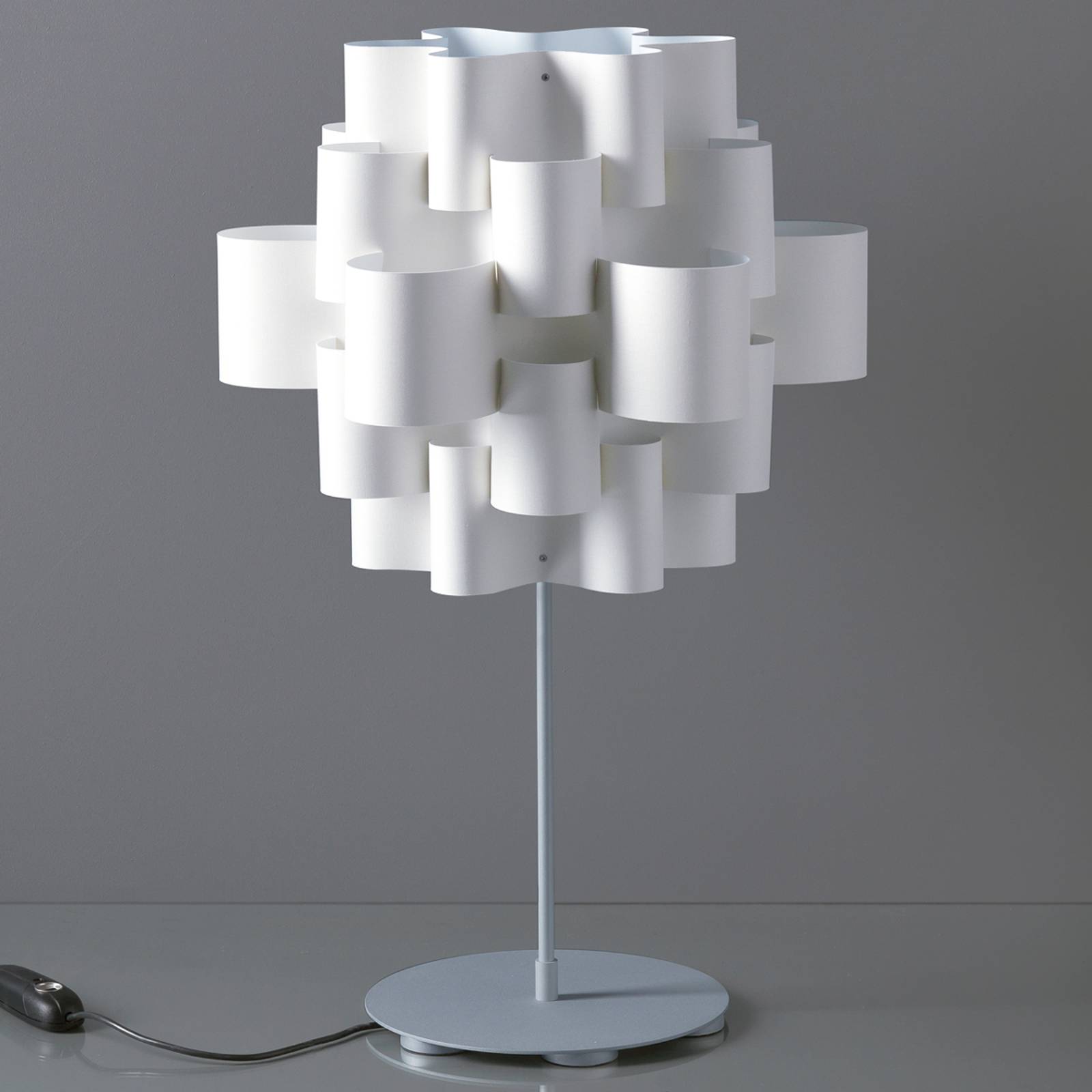 Design-pöytävalaisin Sun, valkoinen