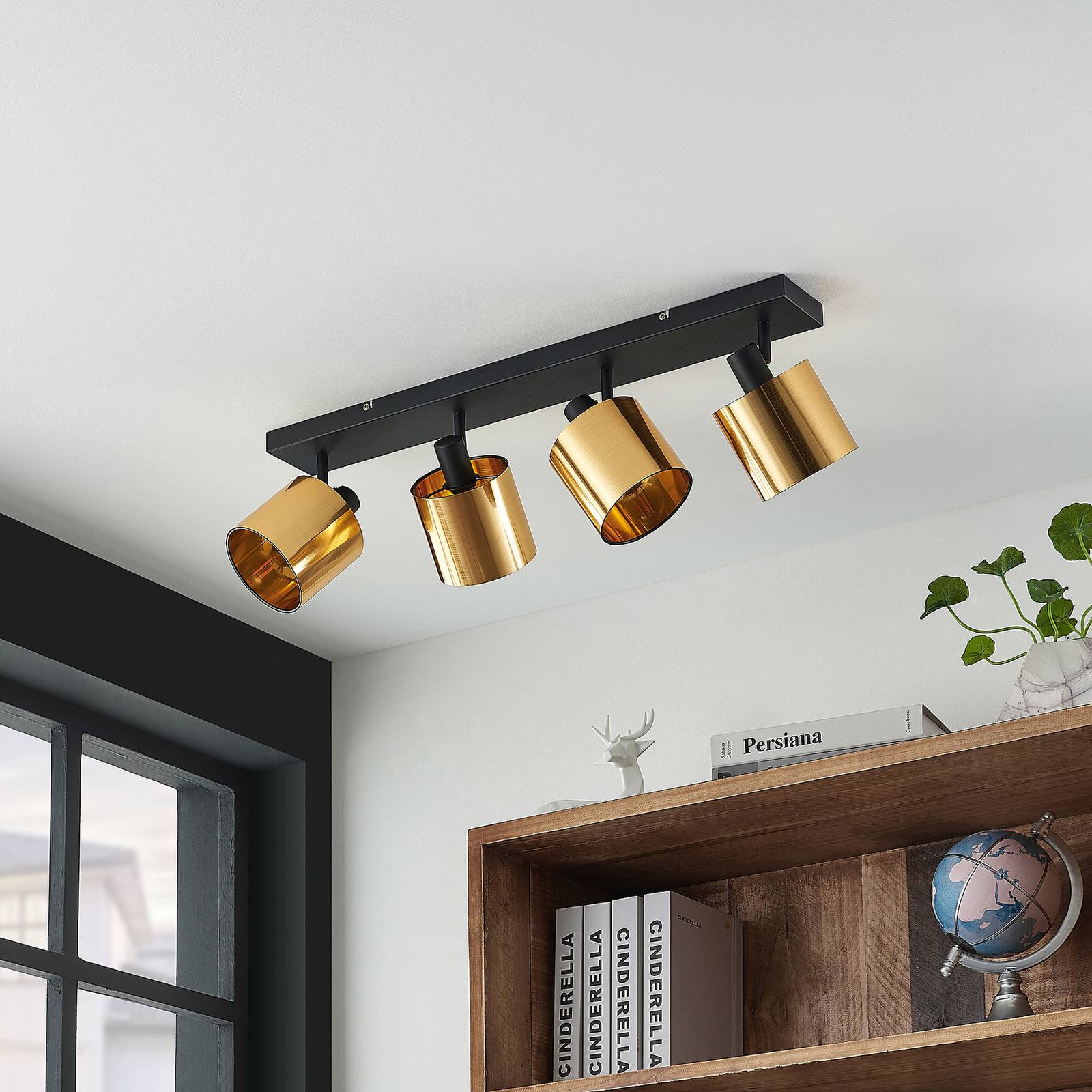 Lindby Joudy -kattovalaisin 4-lamp. vaalea pronssi