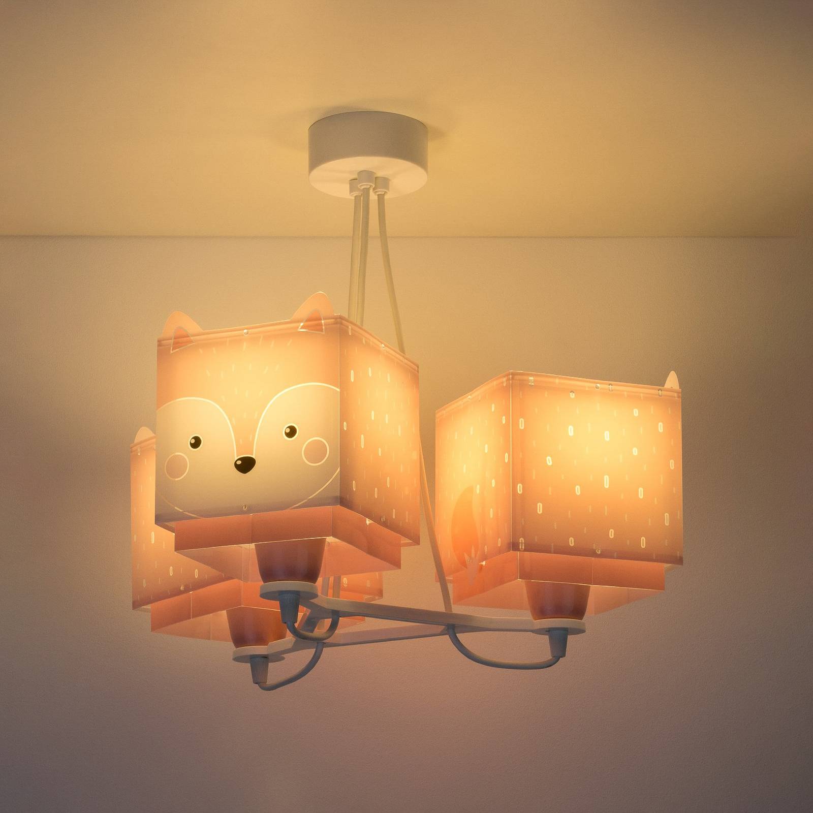 Lastenhuoneen riippuvalo Little Fox, 3-lamppuinen