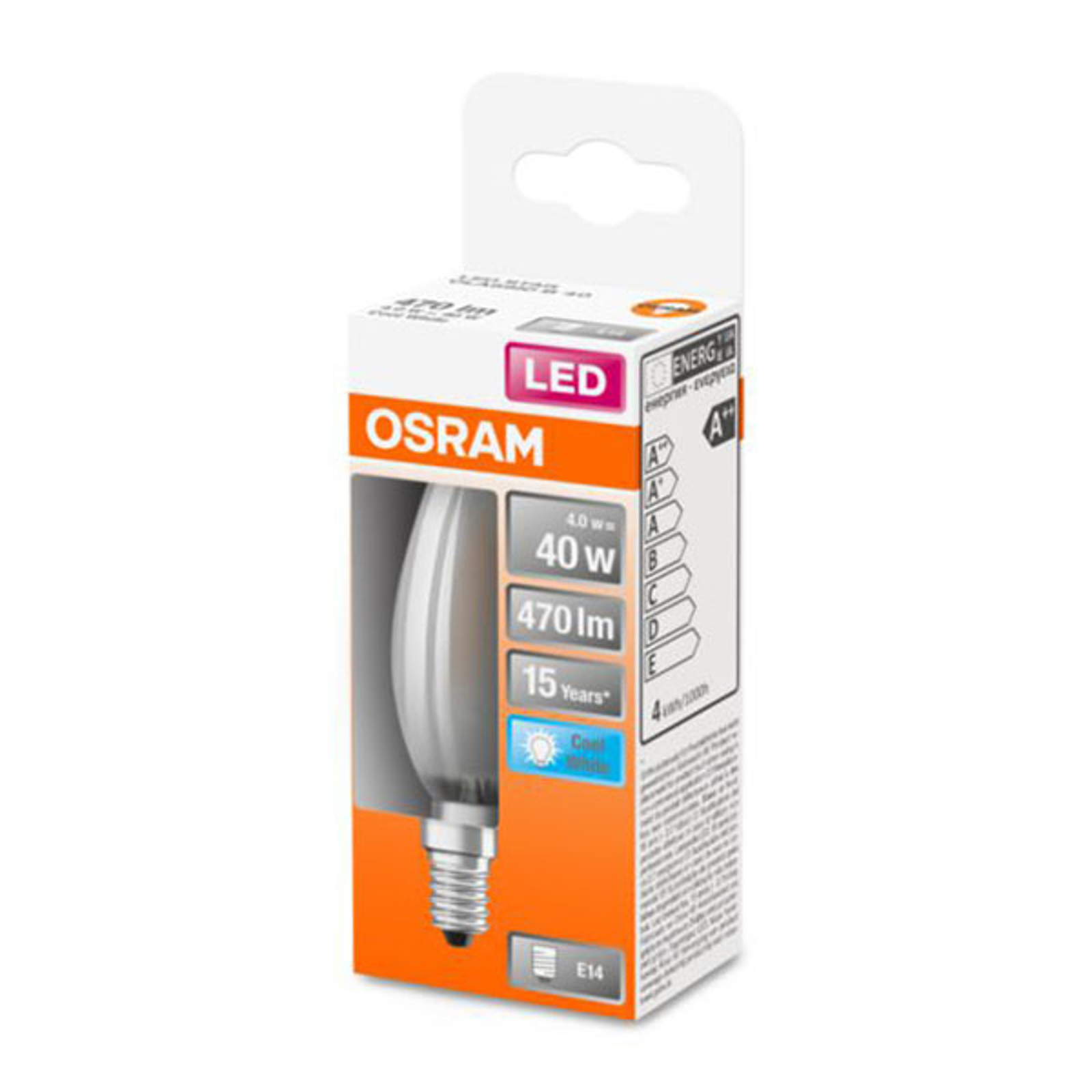 OSRAM Classic B -LED-lamppu E14 4W 6 500 K matta