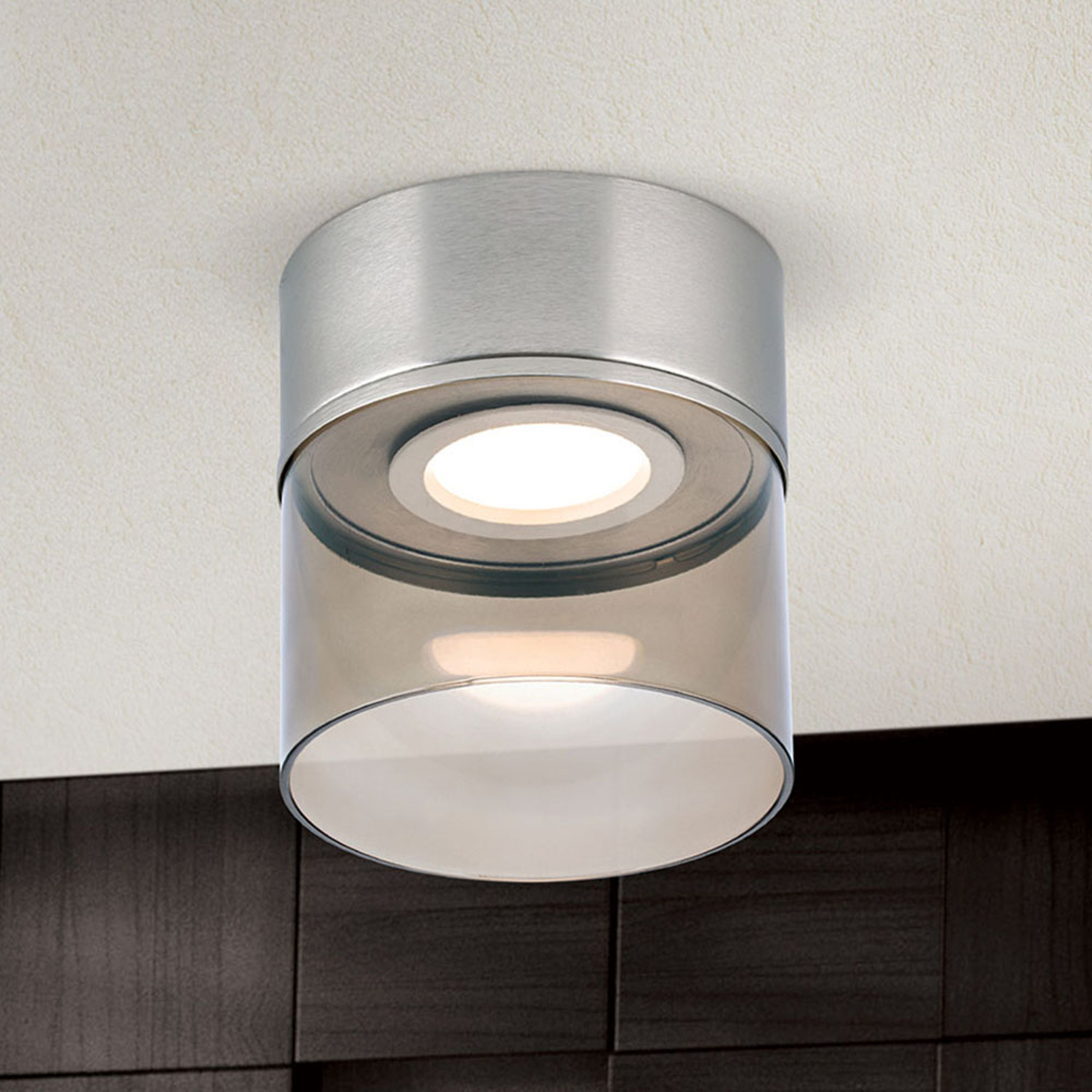 LED-kattovalaisin Francis, mattanikkeliä, Ø 15 cm