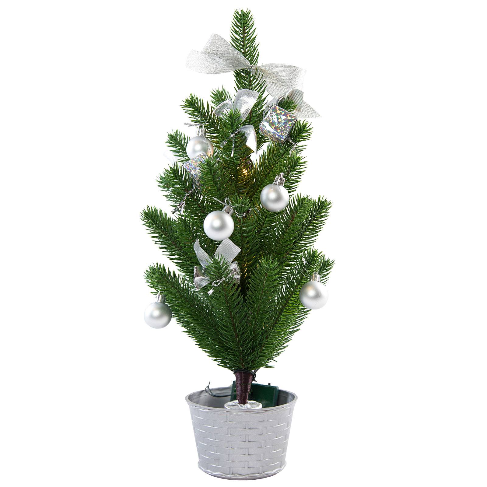 Hopeakoristeinen LED-joulukuusi