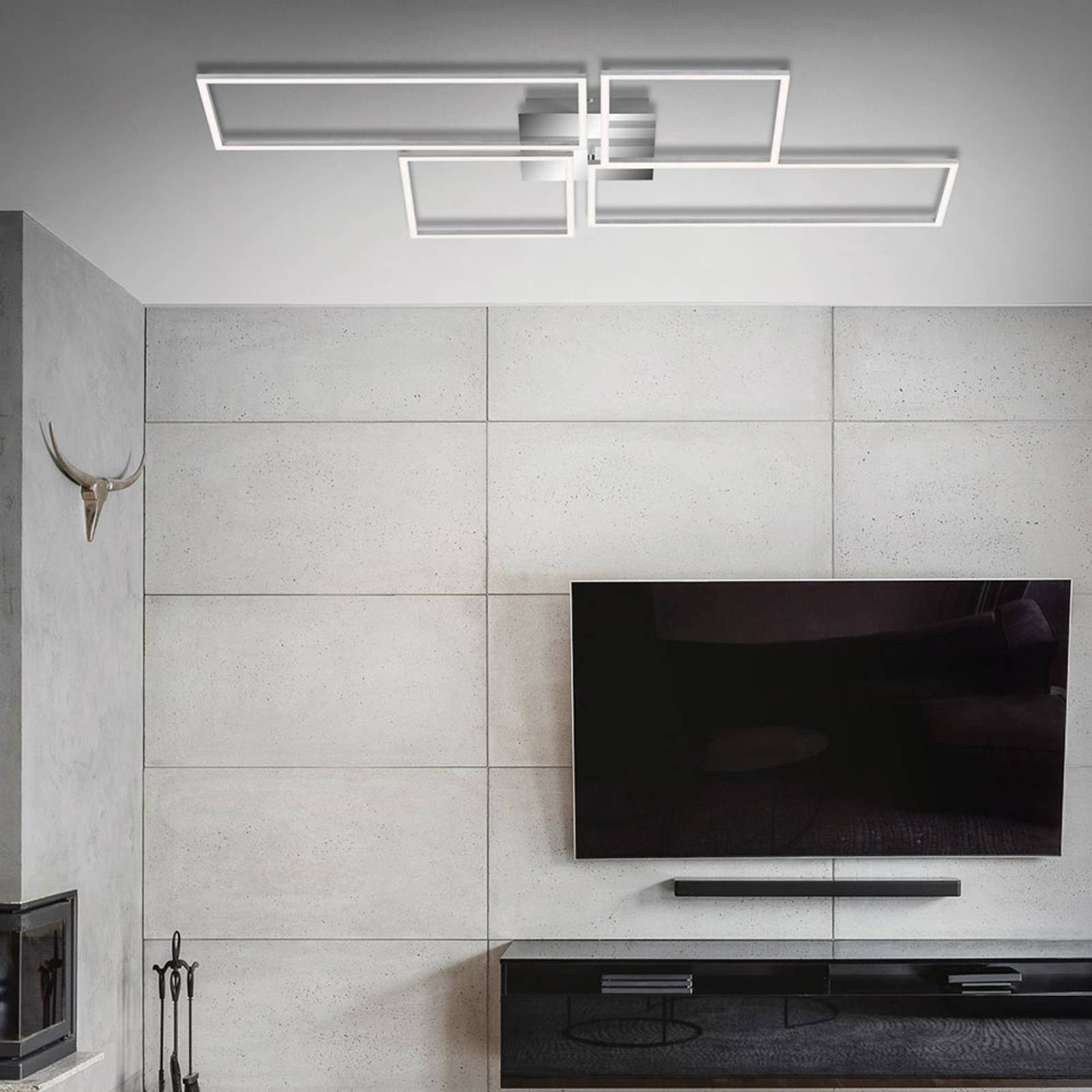 LED-kattovalaisin Frame CCT, kromi, 110 x 54 cm
