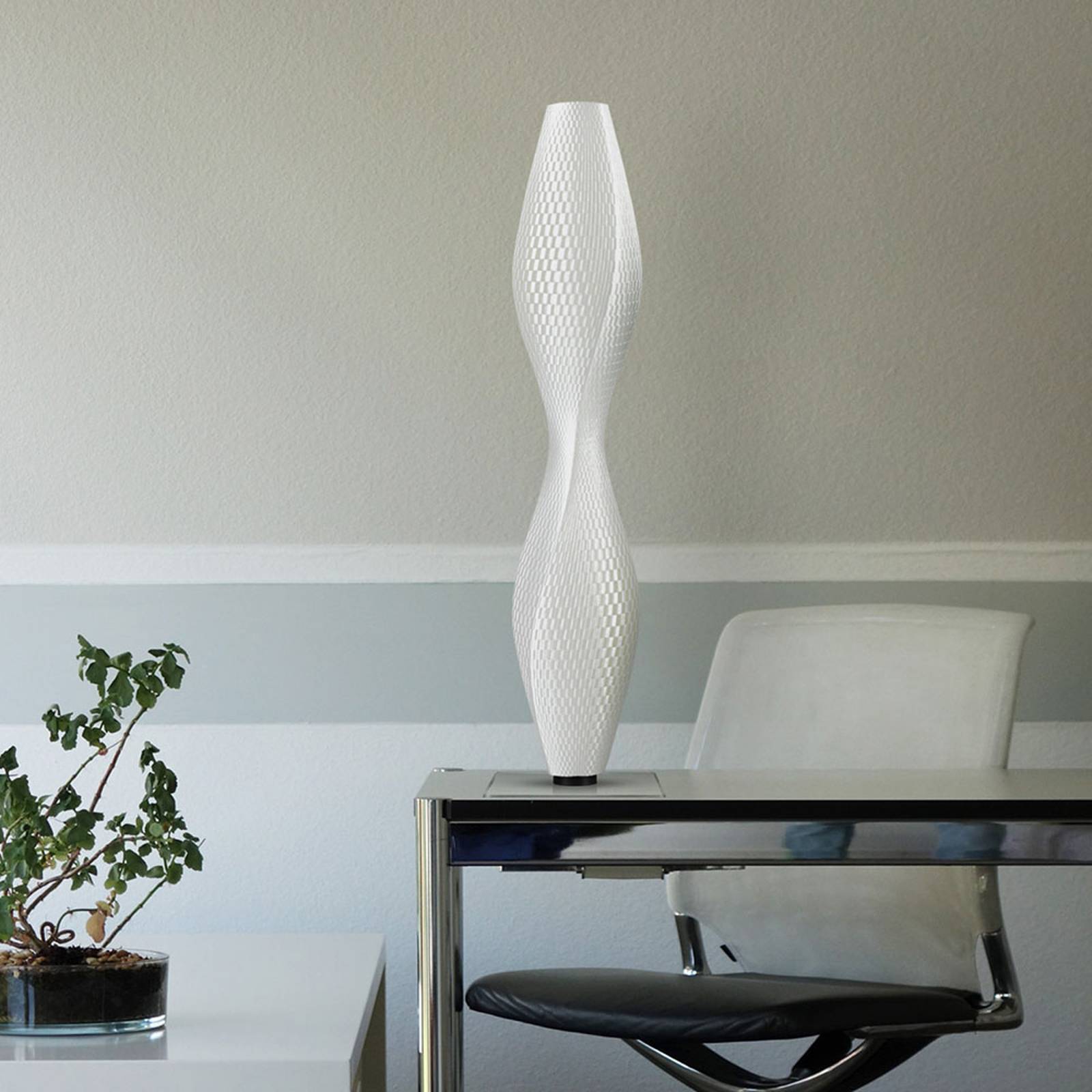 LED-lattiavalo Flechtwerk Lava, 75 cm, valkoinen
