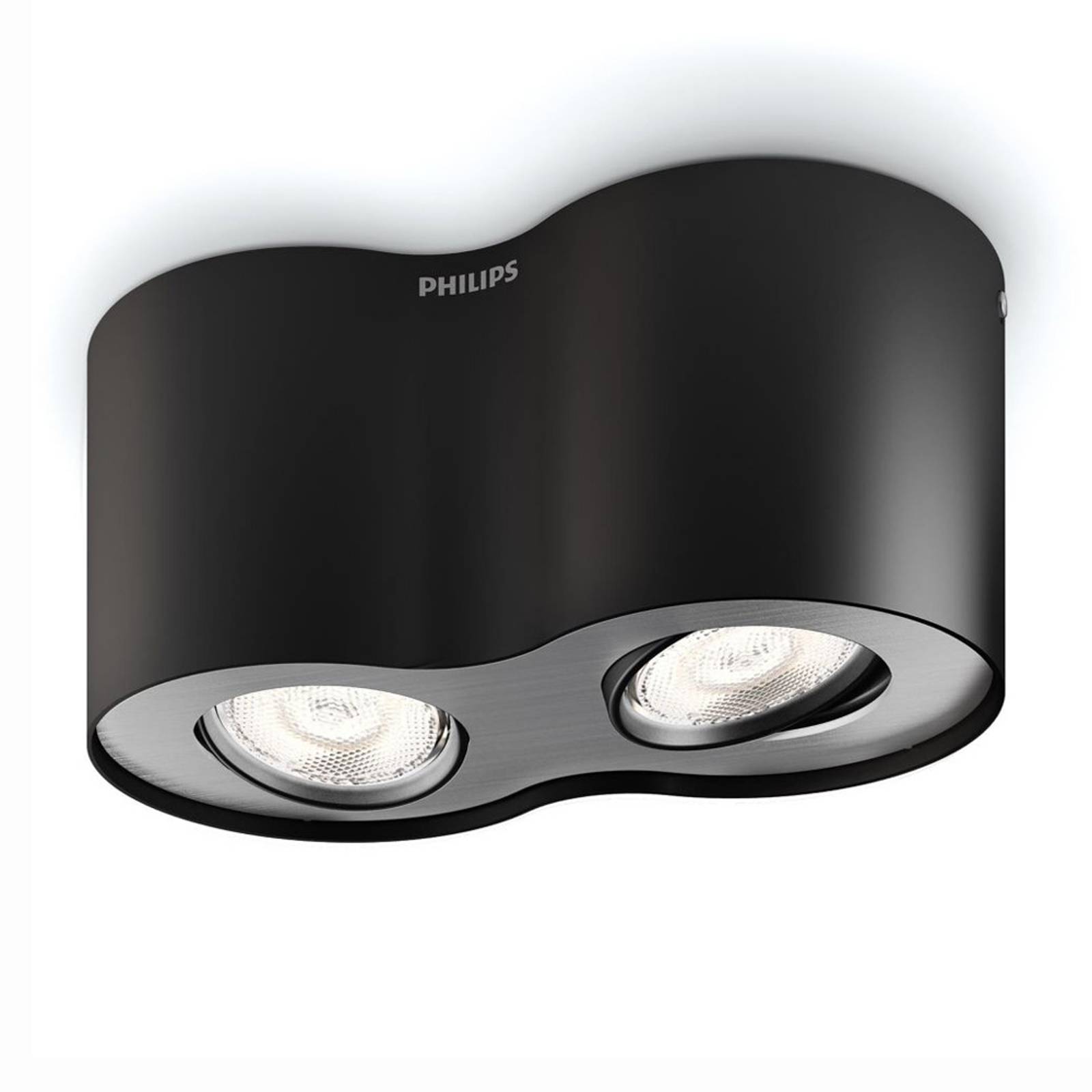 Phase – musta LED-kohdevalaisin, kaksilamppuinen