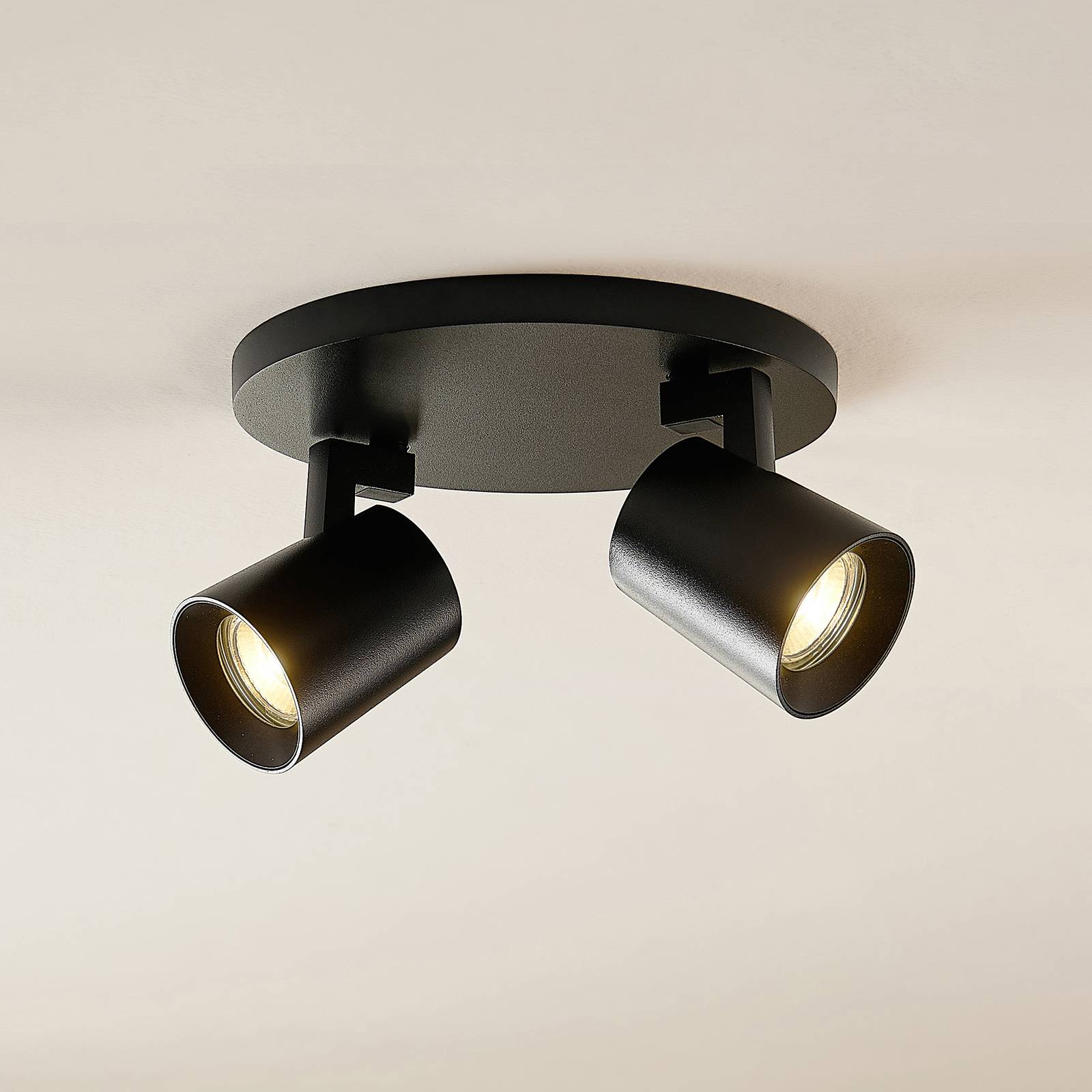 Arcchio Iavo -spotti, pyöreä, 2 lamppua, musta