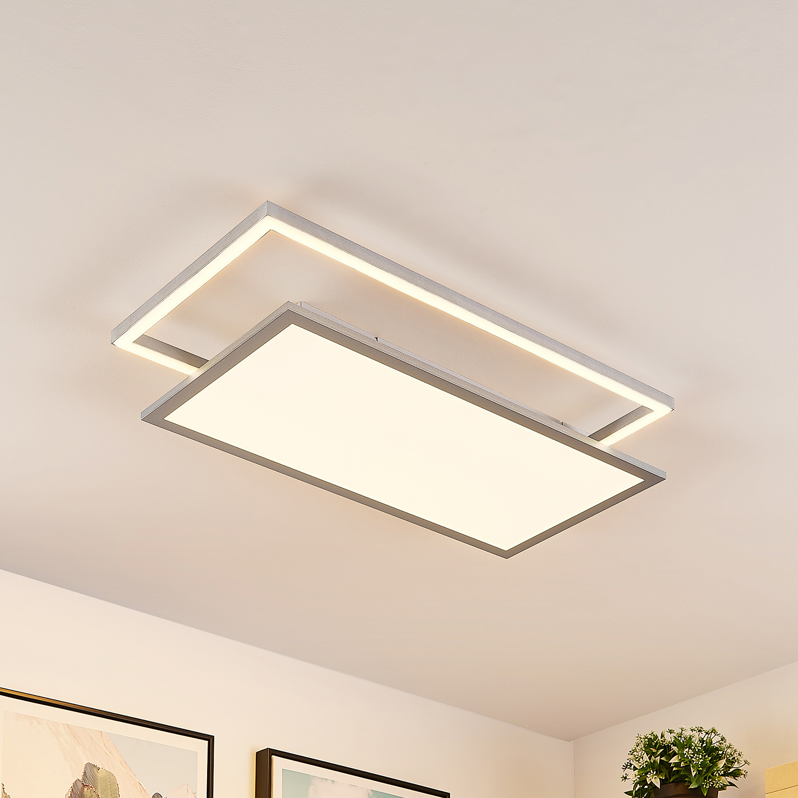 Lucande Senan -LED-kattovalaisin, suorakaide, CCT