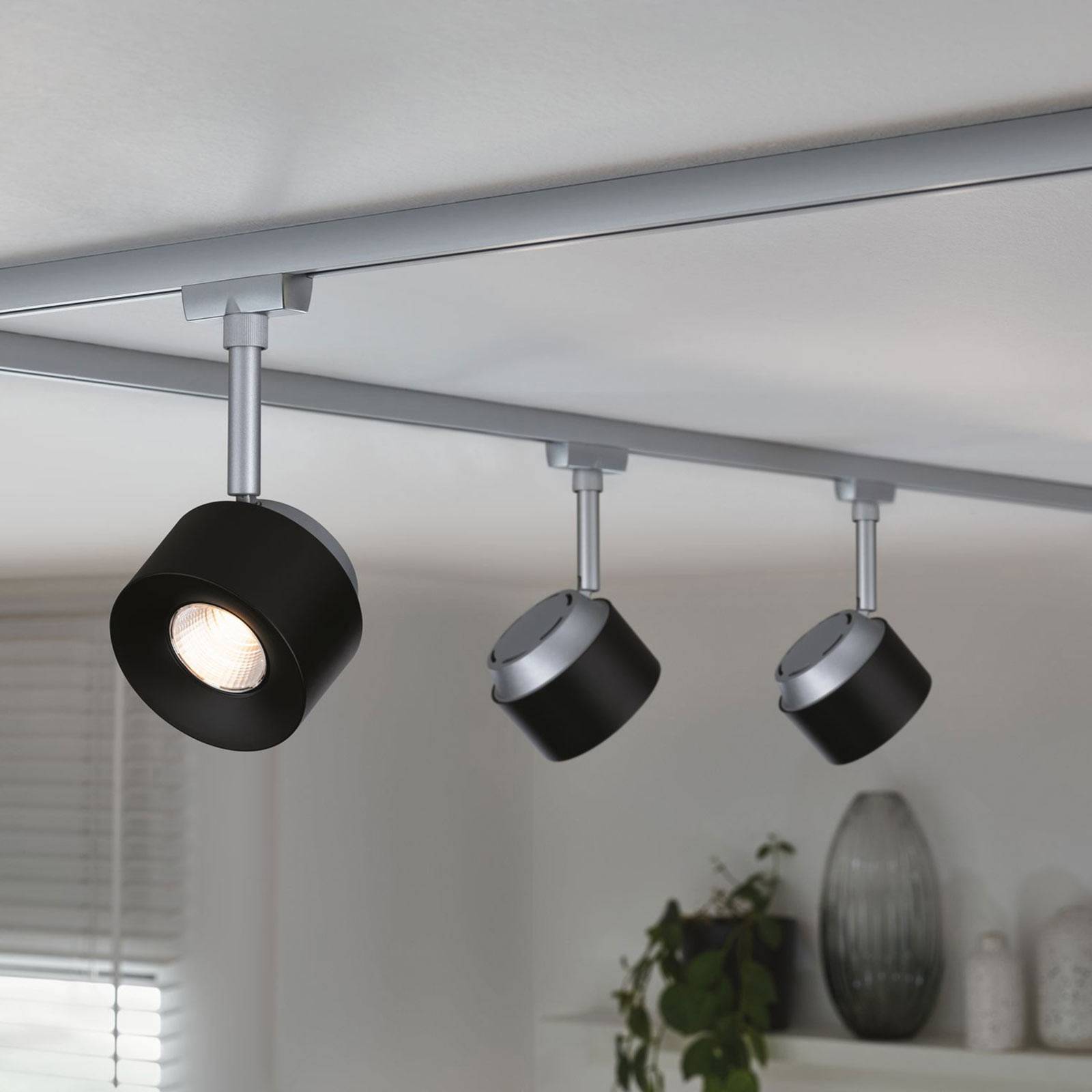 Paulmann URail LED-Spot Pane, mattakromi, musta