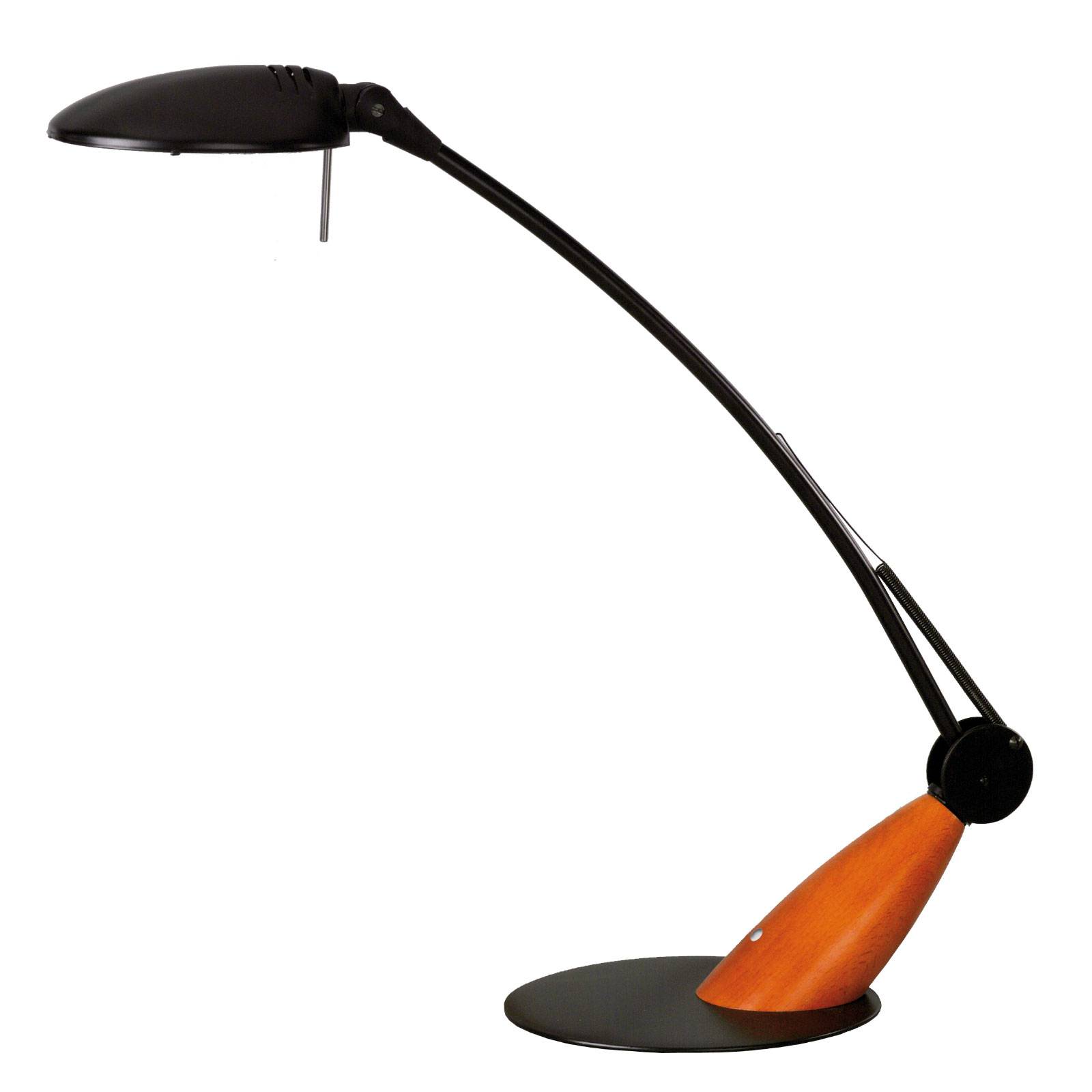 LED-työpöytälamppu Swingo puuta, musta
