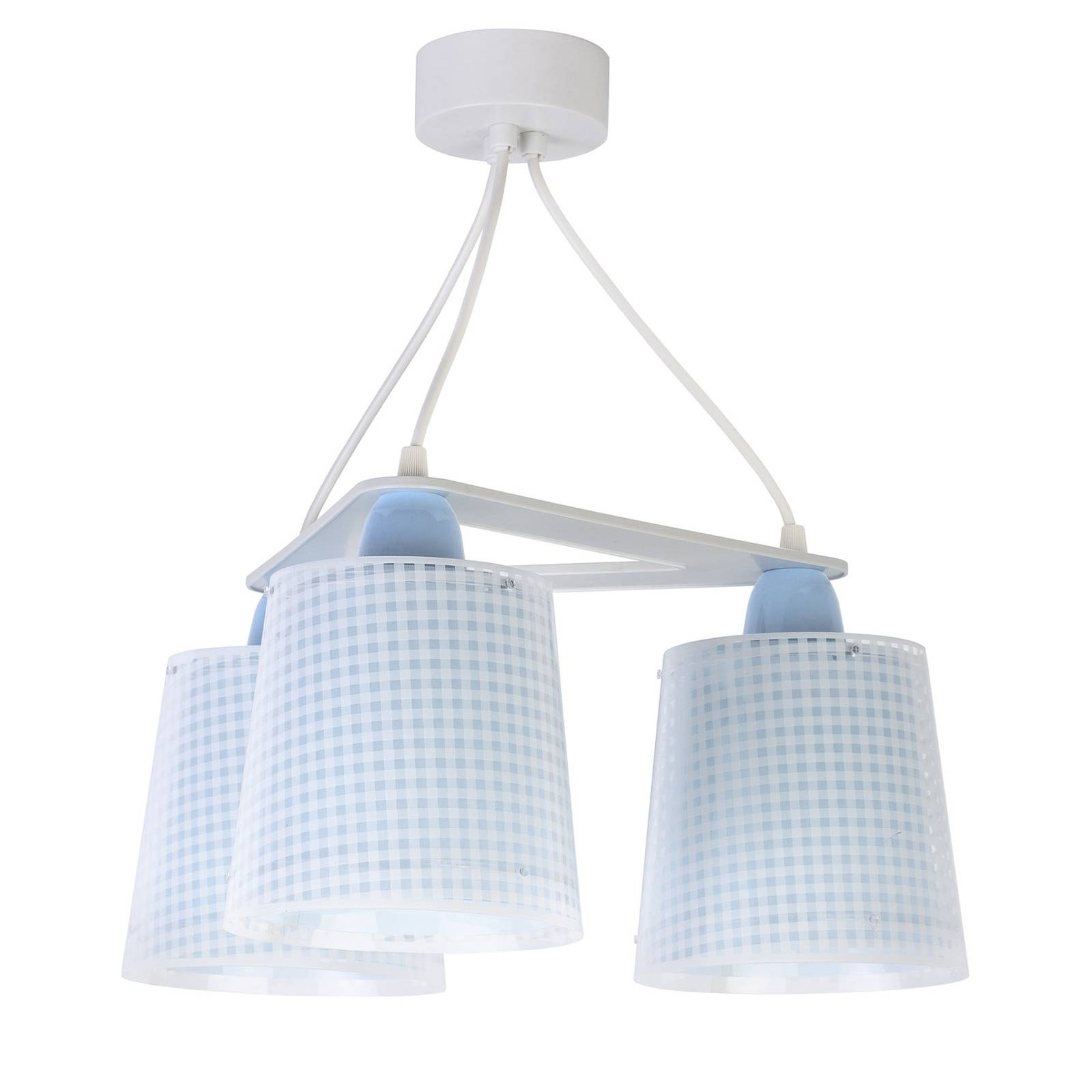 Lastenhuoneen riippuvalo Vichy, 3-lamp, sininen