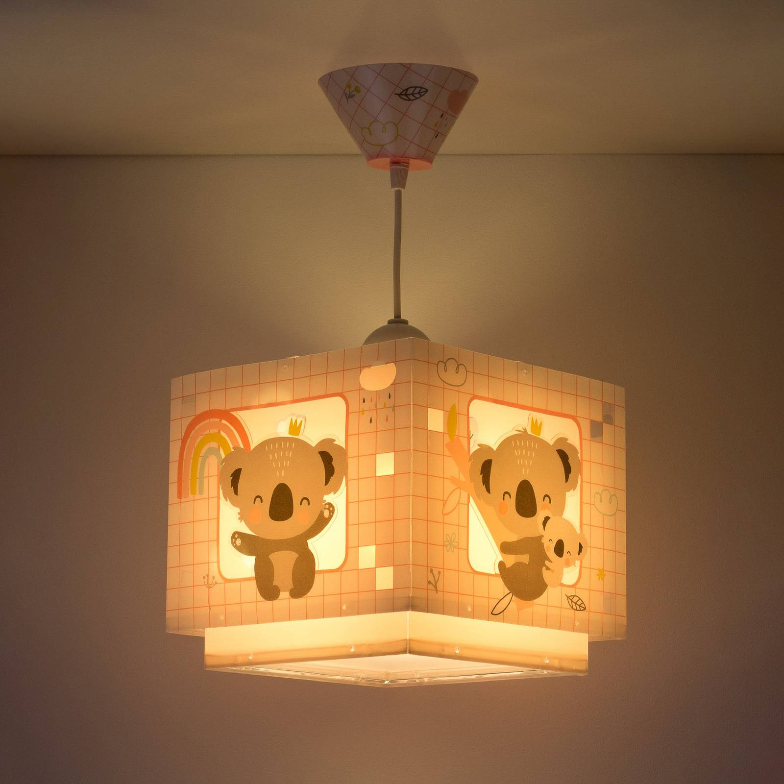 Lastenhuoneen riippuvalo Koala 1-lamppuinen, roosa