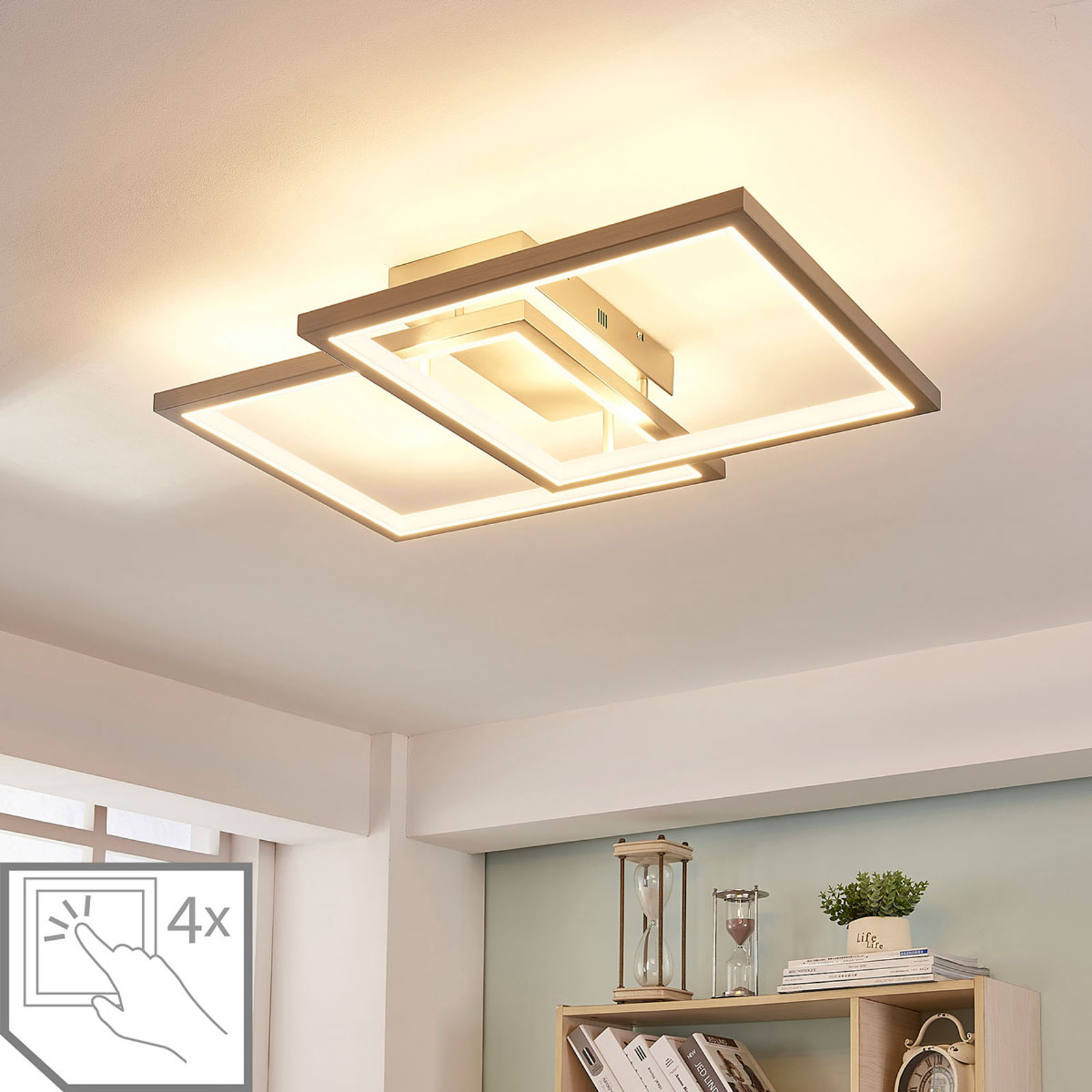 LED-kattolamppu Heriba, 2 kehystä, himmennettävä
