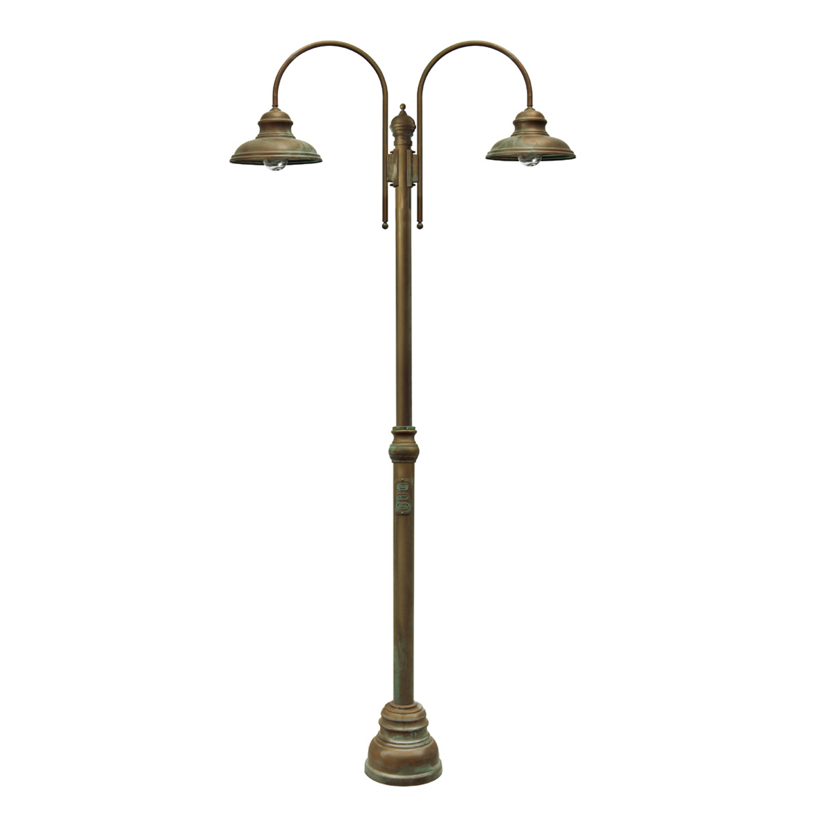 Luca-pylväsvalo, antiikkikupari-messinki, 2-lamp.
