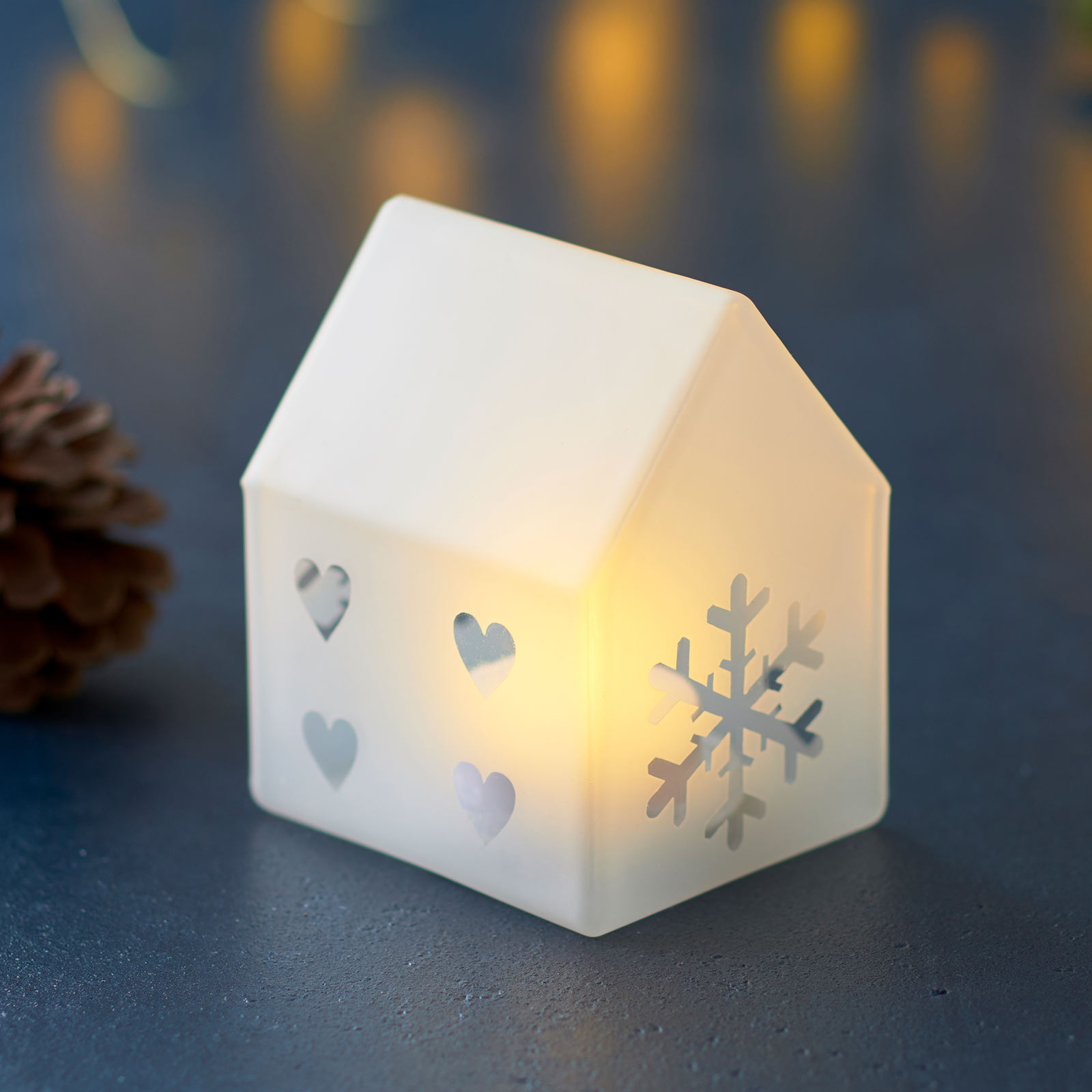 LED-koristevalaisin Santa House, korkeus 8,5 cm