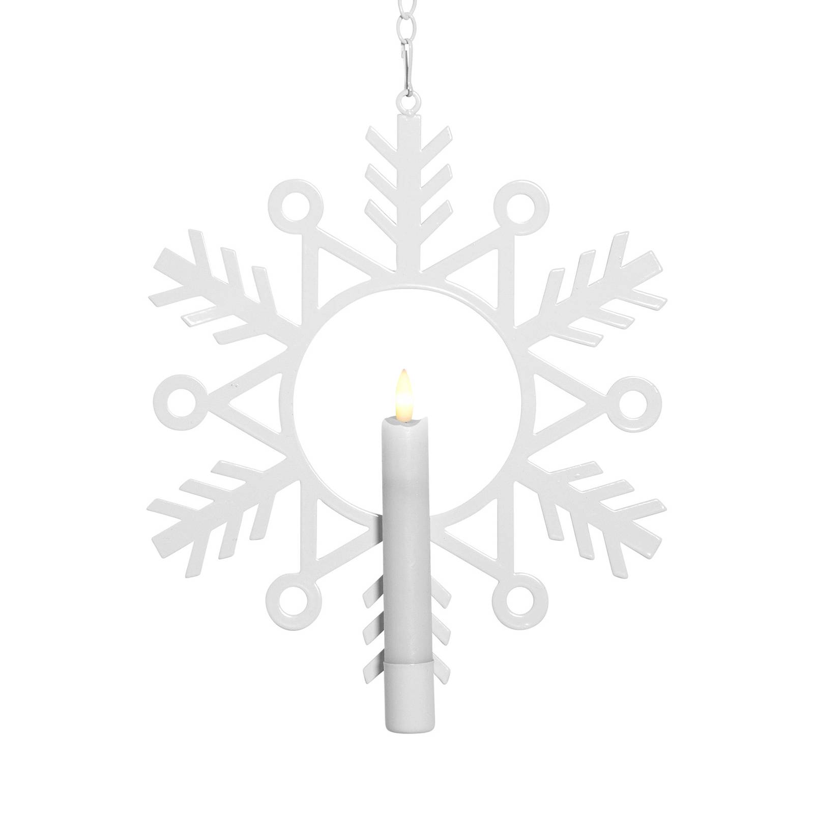 LED-koristevalaisin Flamme Snow vahakynttilällä