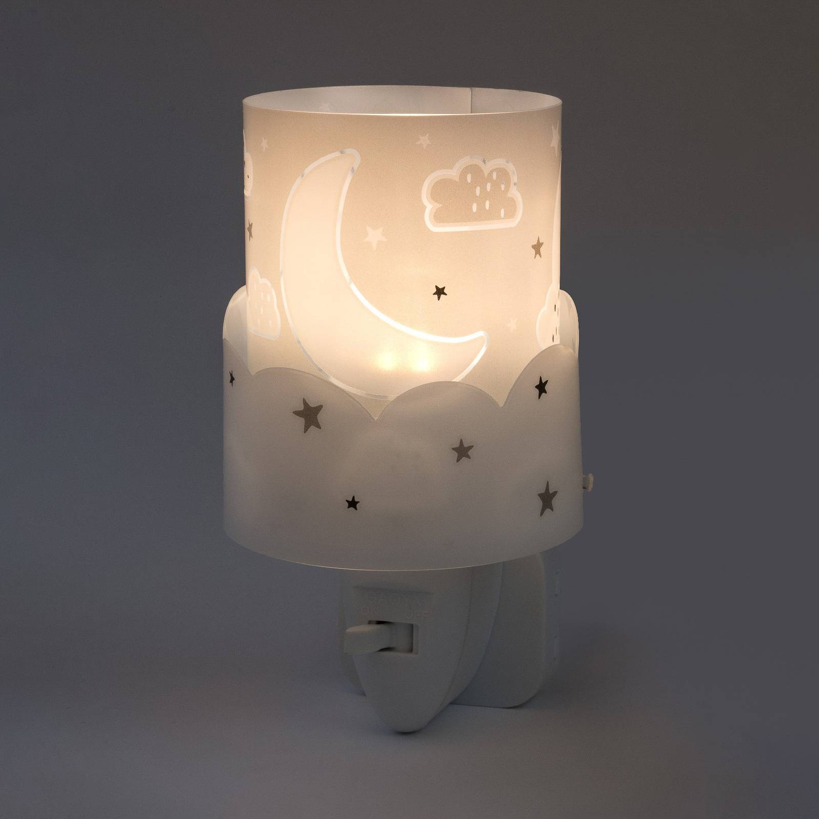 Lastenhuoneen LED-yövalo Moon, harmaa