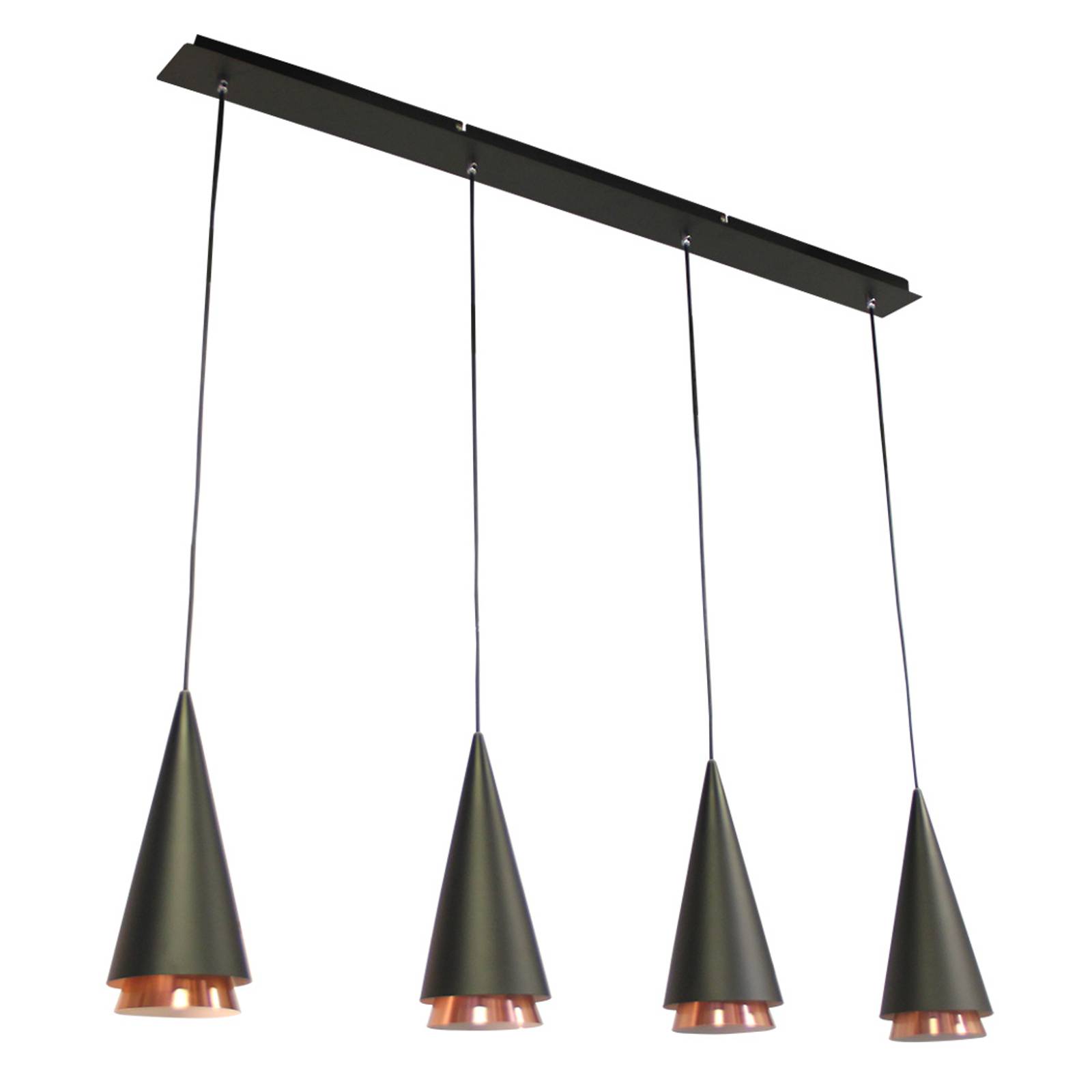 Lucande Naoh -riippuvalaisin 4-lamp. musta/kupari