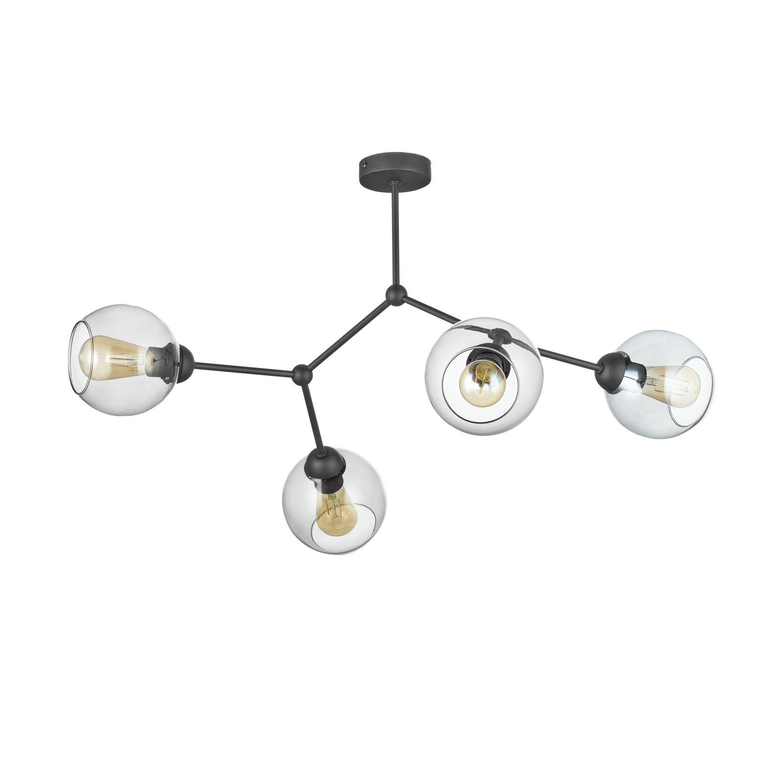Kattovalaisin Fairy, 1-lamp., harmaa-kirkas/musta