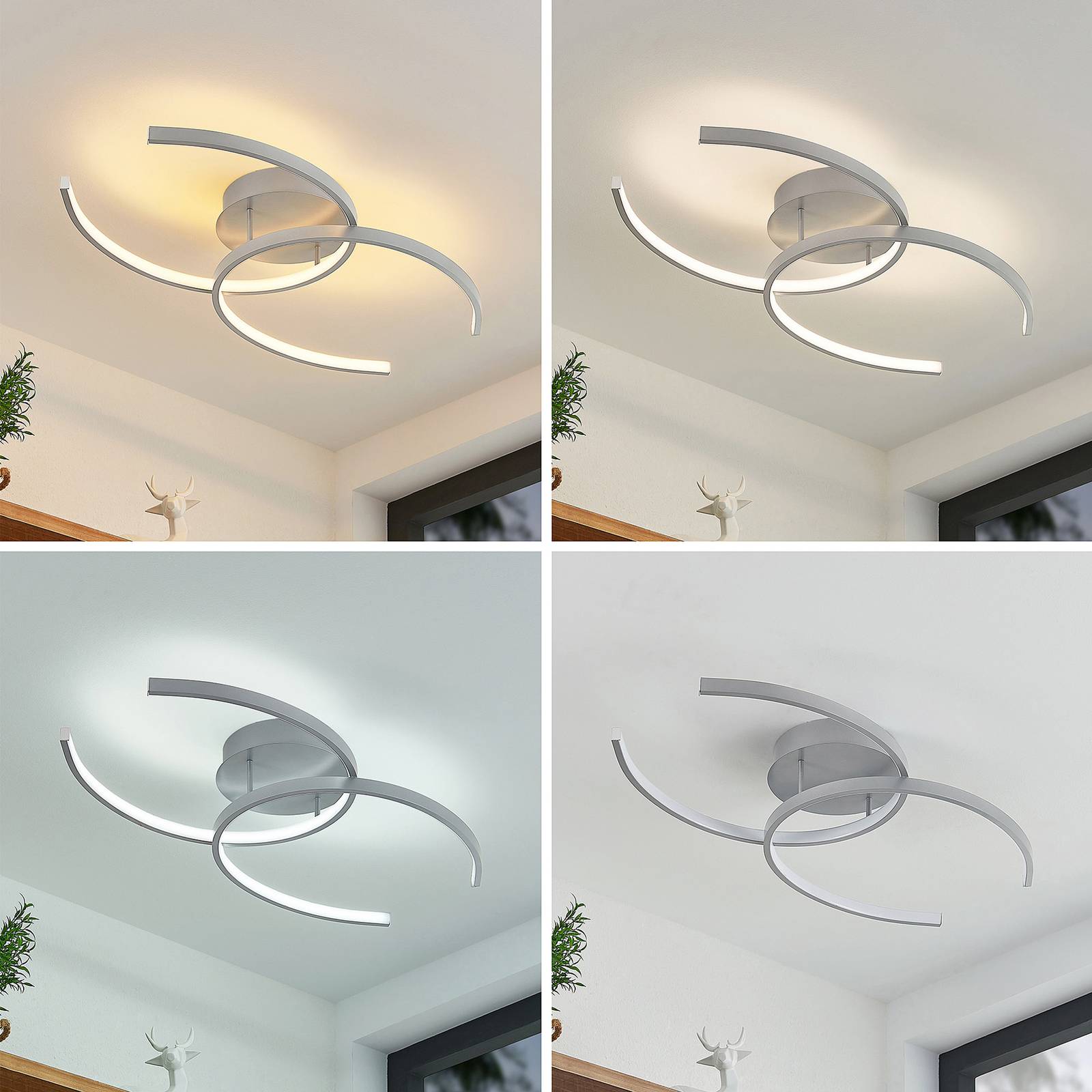Lindby Cirlio -LED-kattovalaisin CCT, hopea