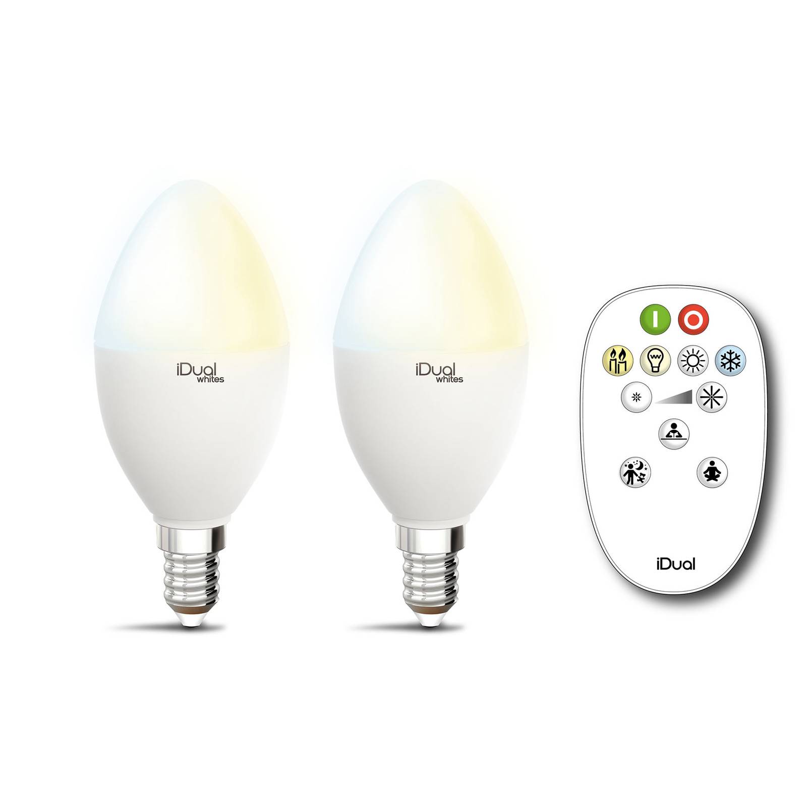 iDual Whites-lamppu E14 P45 5,5W 2 kpl kaukosäädin