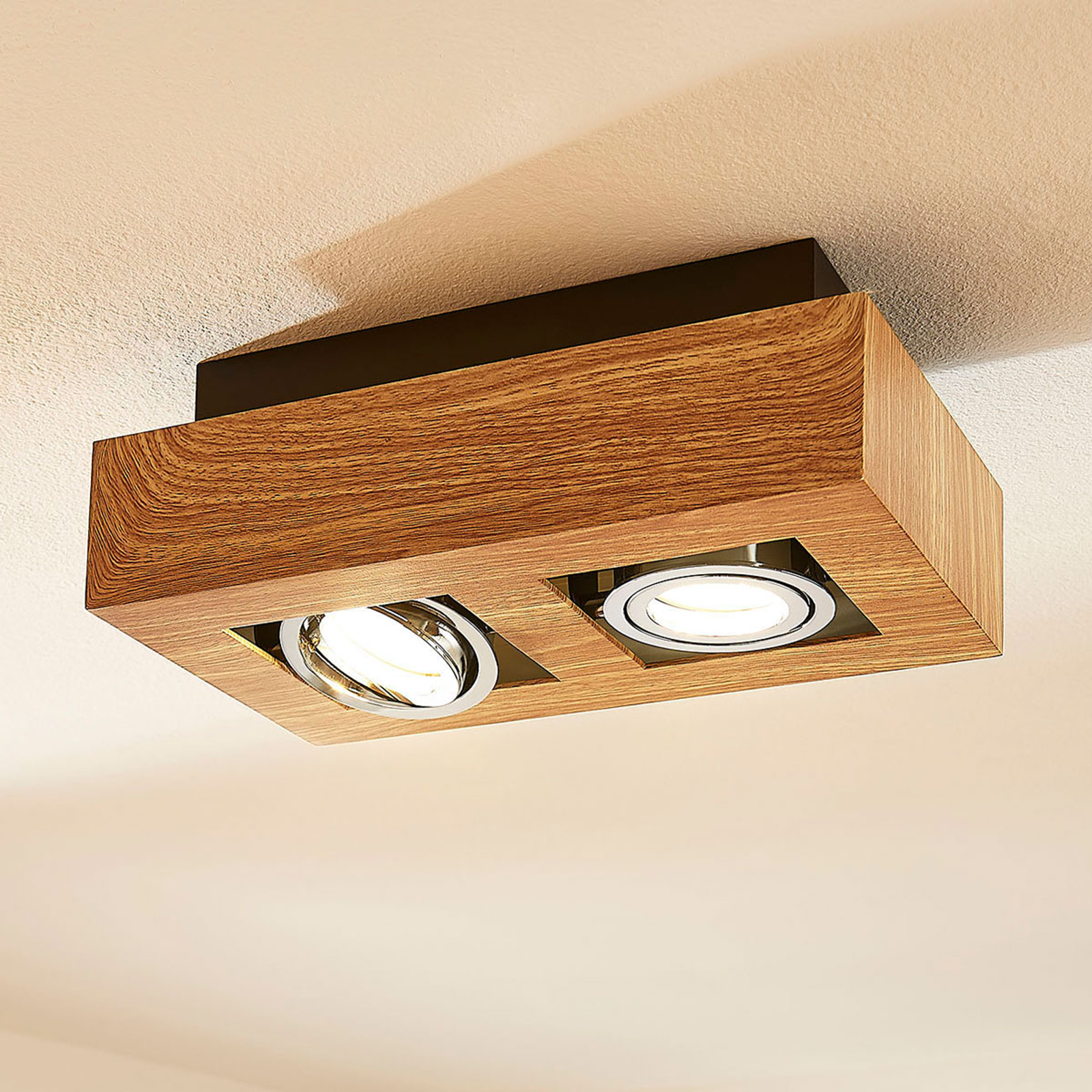 LED-kattolamppu Vince, 25 x 14 cm puuta