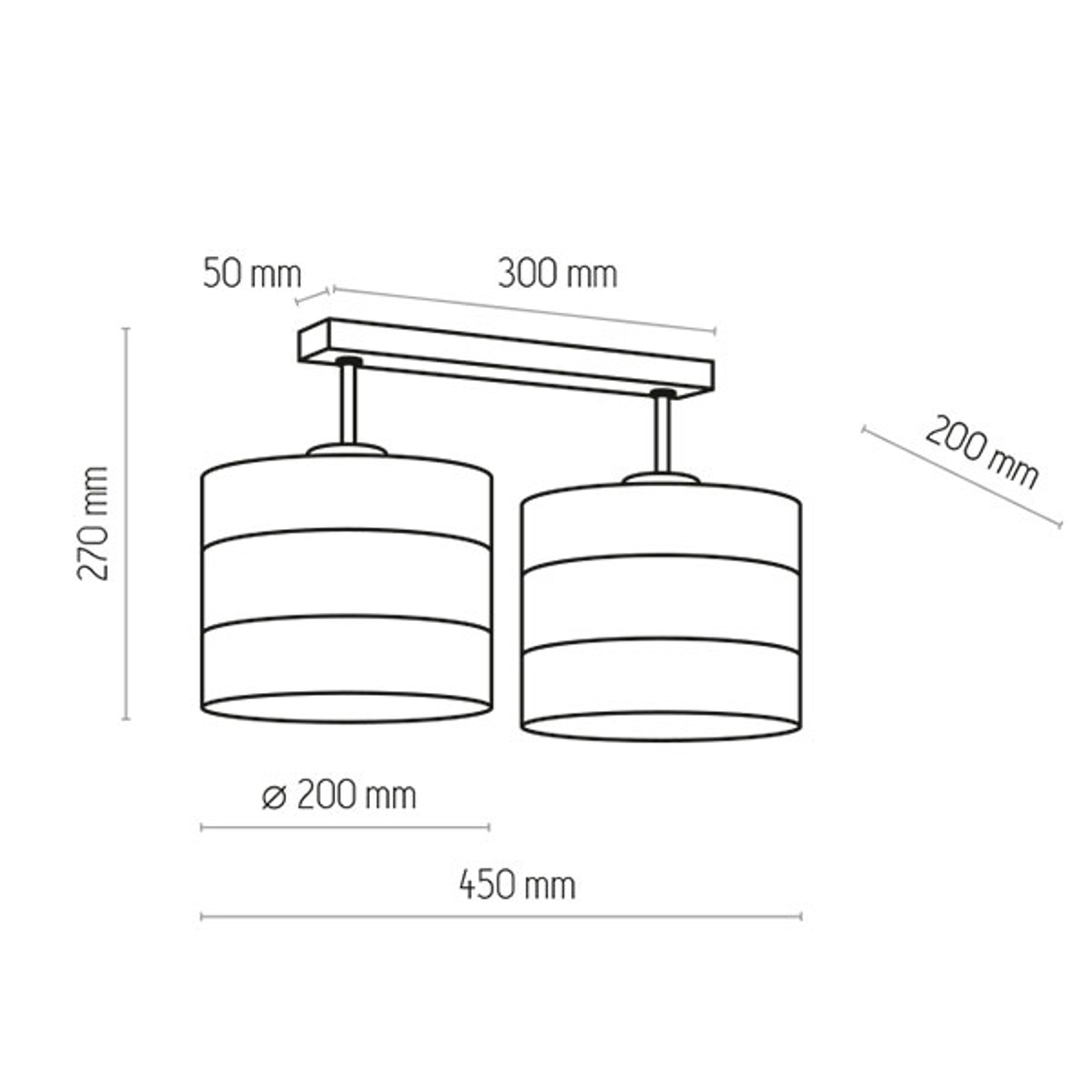 Kattovalaisin Tago, 2-lamppuinen, musta/kulta